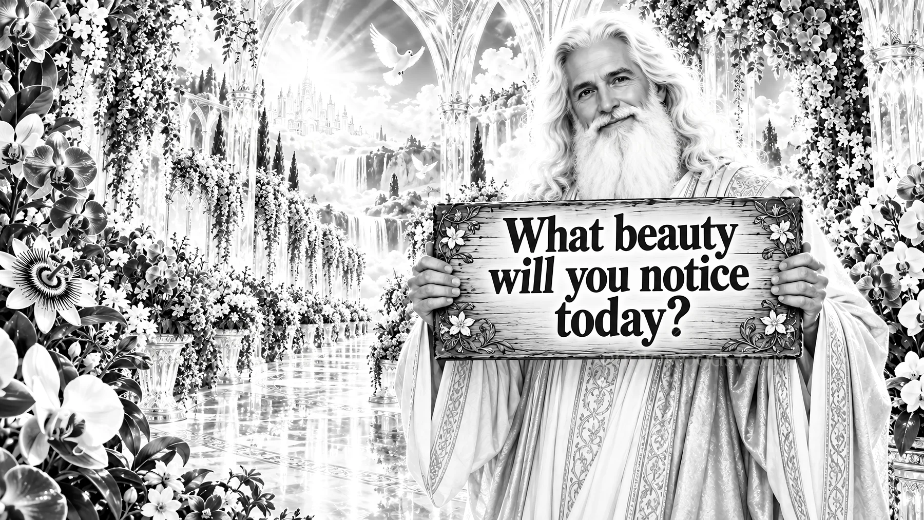 Jesus Christ invites you to notice beauty in every day - AI-generated stock image
