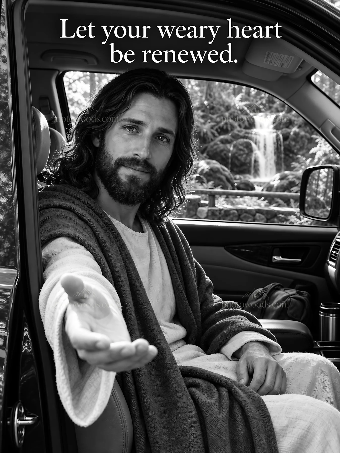 Jesus Christ offering renewal to the weary - AI-generated stock image