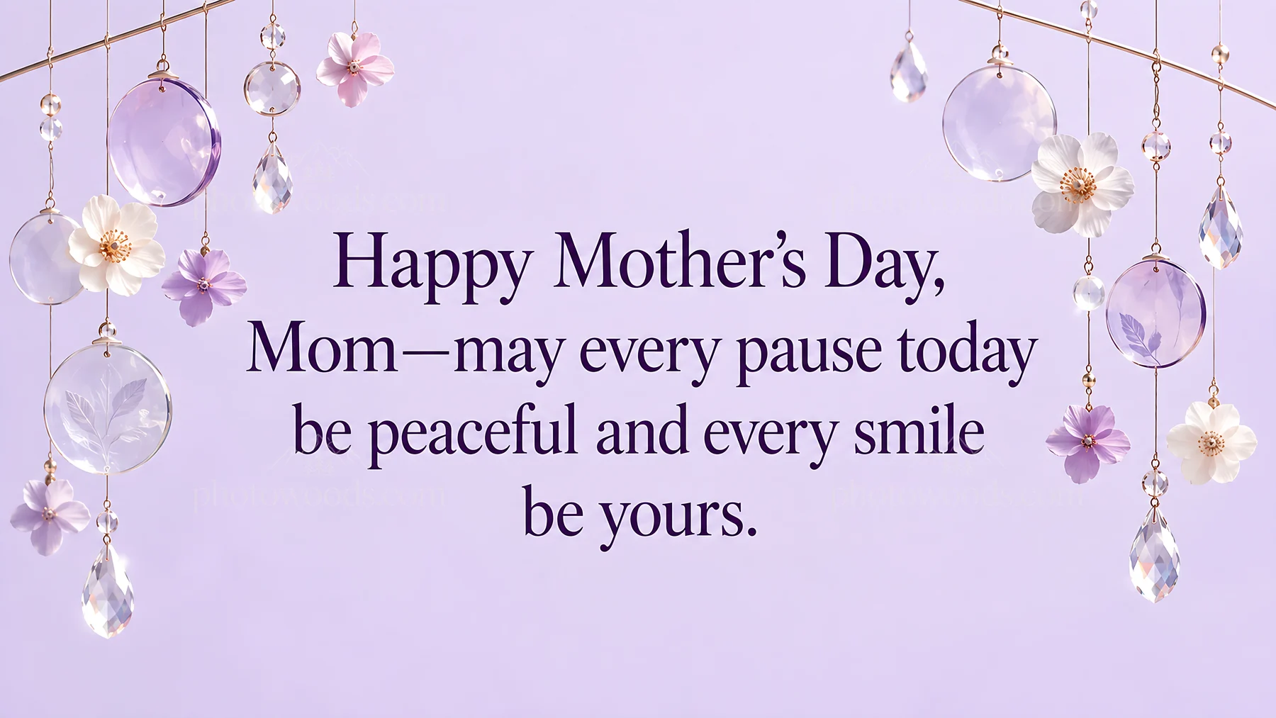 Lavender Mother's Day Greeting with Crystal Ornaments - AI-generated stock image