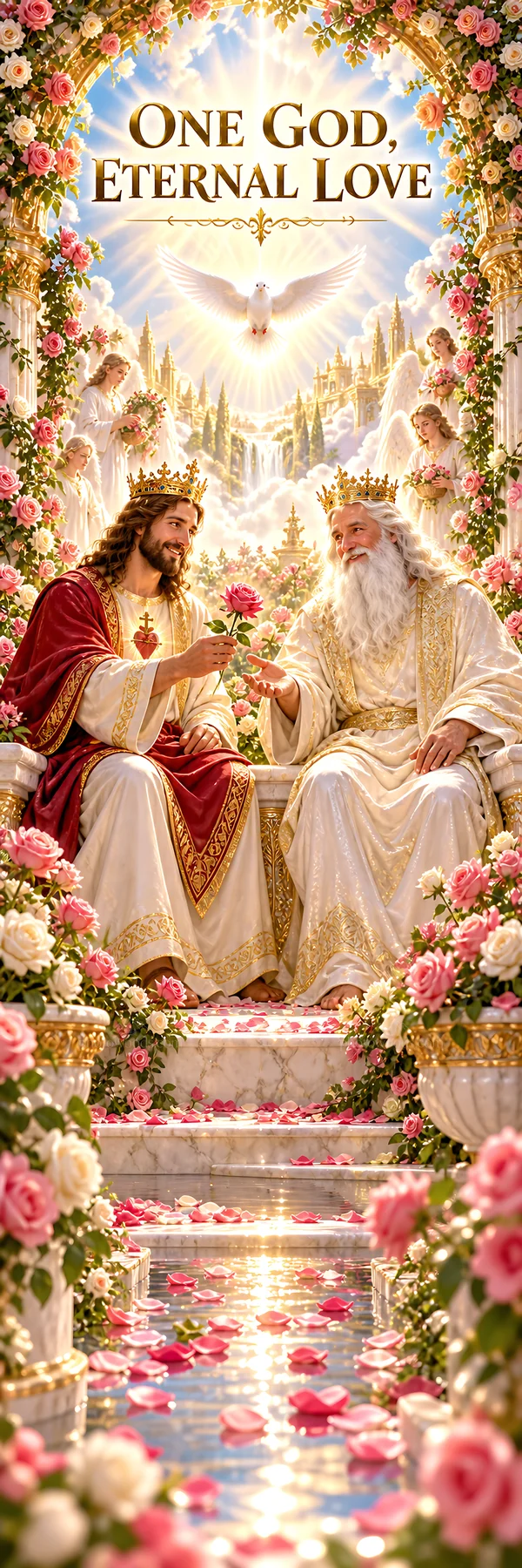 Jesus Christ shares a moment of joy and love with God - AI-generated stock image