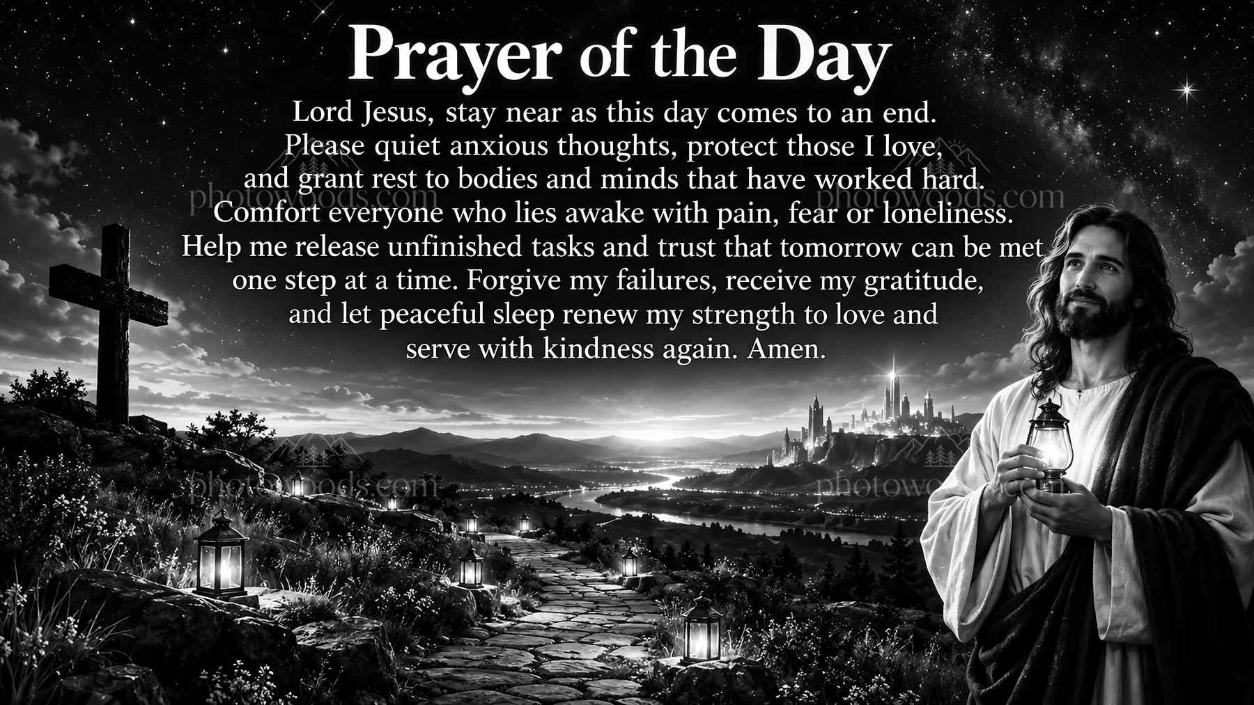 Jesus Christ offering prayer and comfort for all - AI-generated stock image