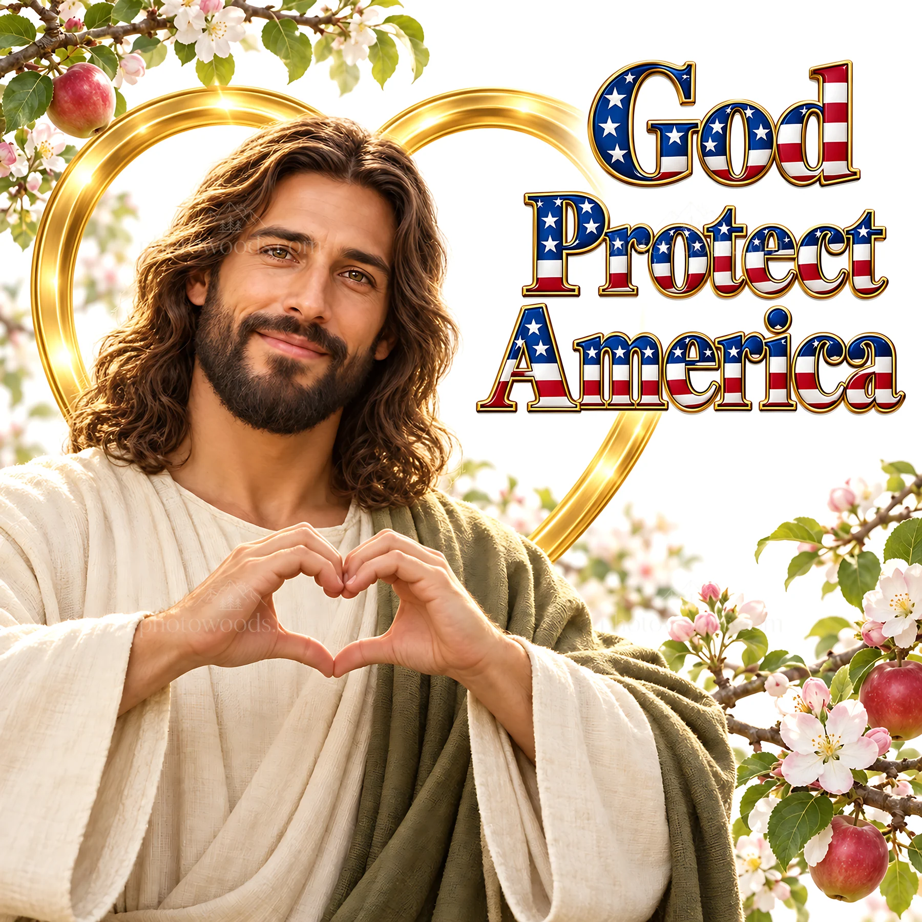 Jesus Christ shows love and support for America - AI-generated stock image