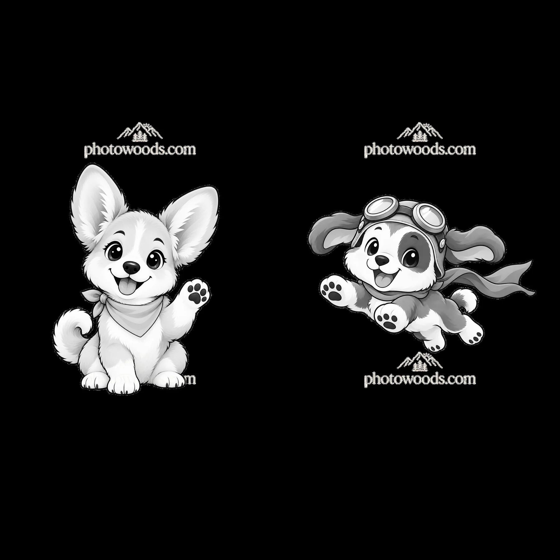Cute dog stickers with a corgi and a playful puppy in a cape - AI-generated stock image