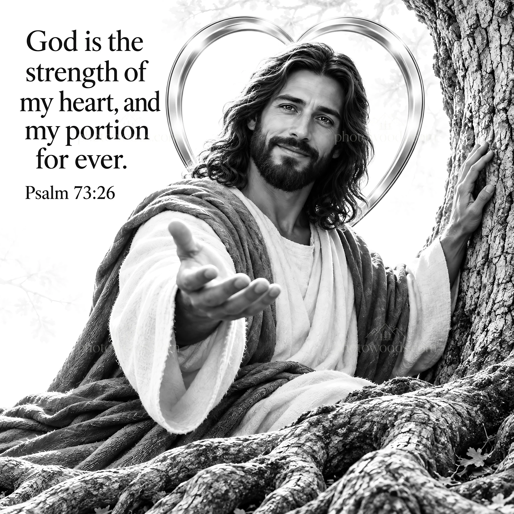 Jesus Christ extends his hand with a comforting message - AI-generated stock image