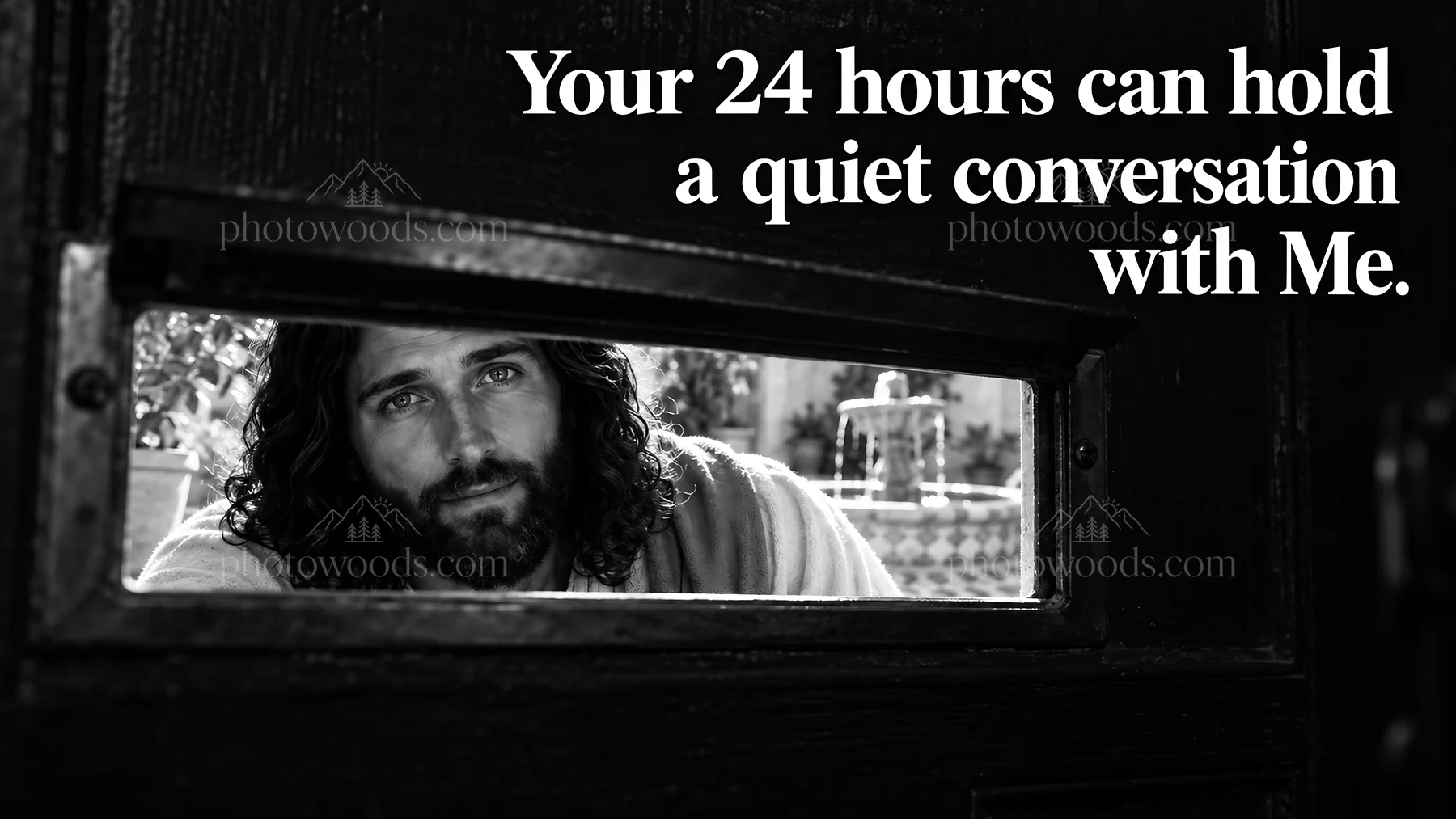 Jesus Christ in conversation through a door - AI-generated stock image