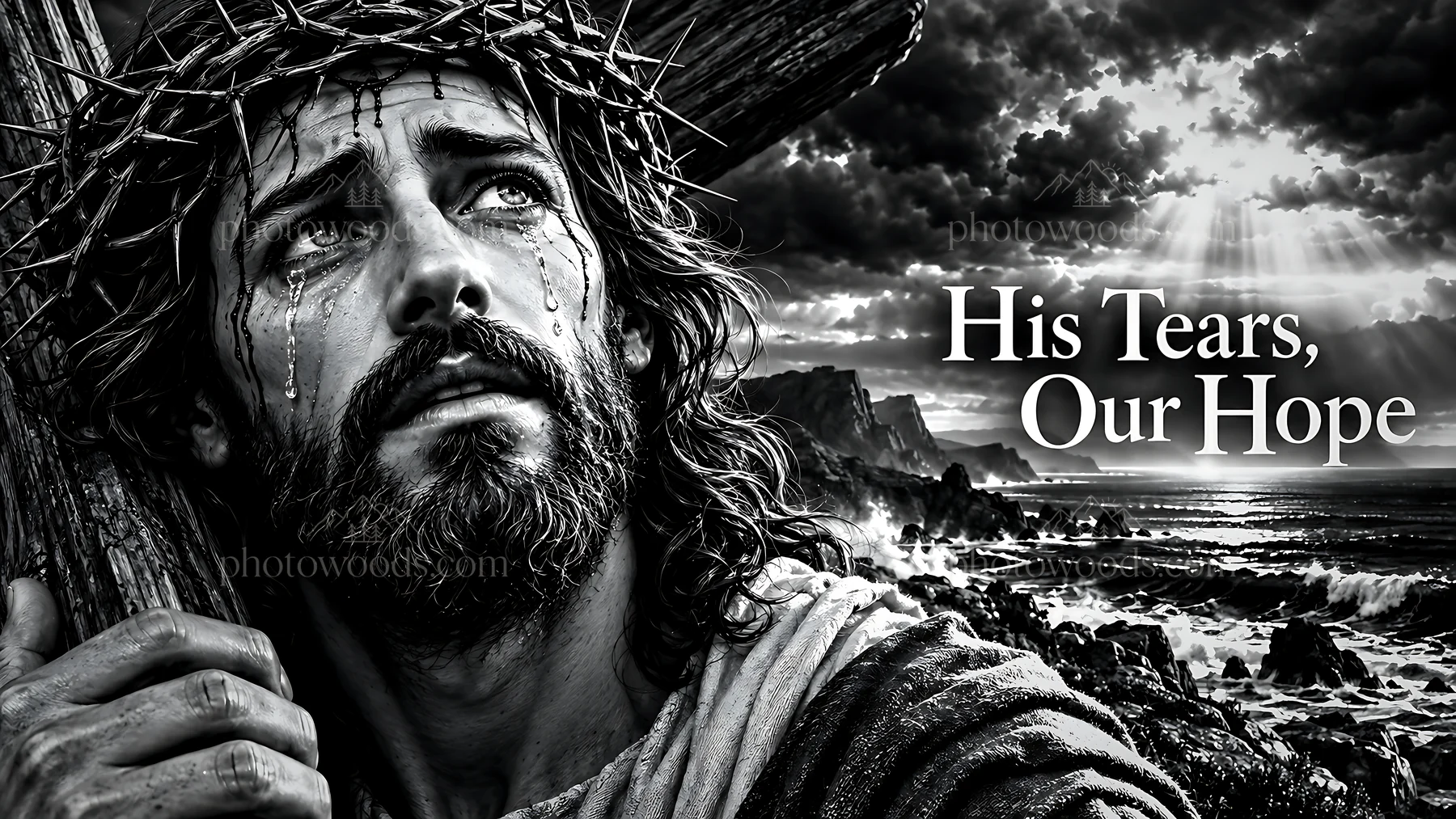 His tears our hope - AI-generated stock image