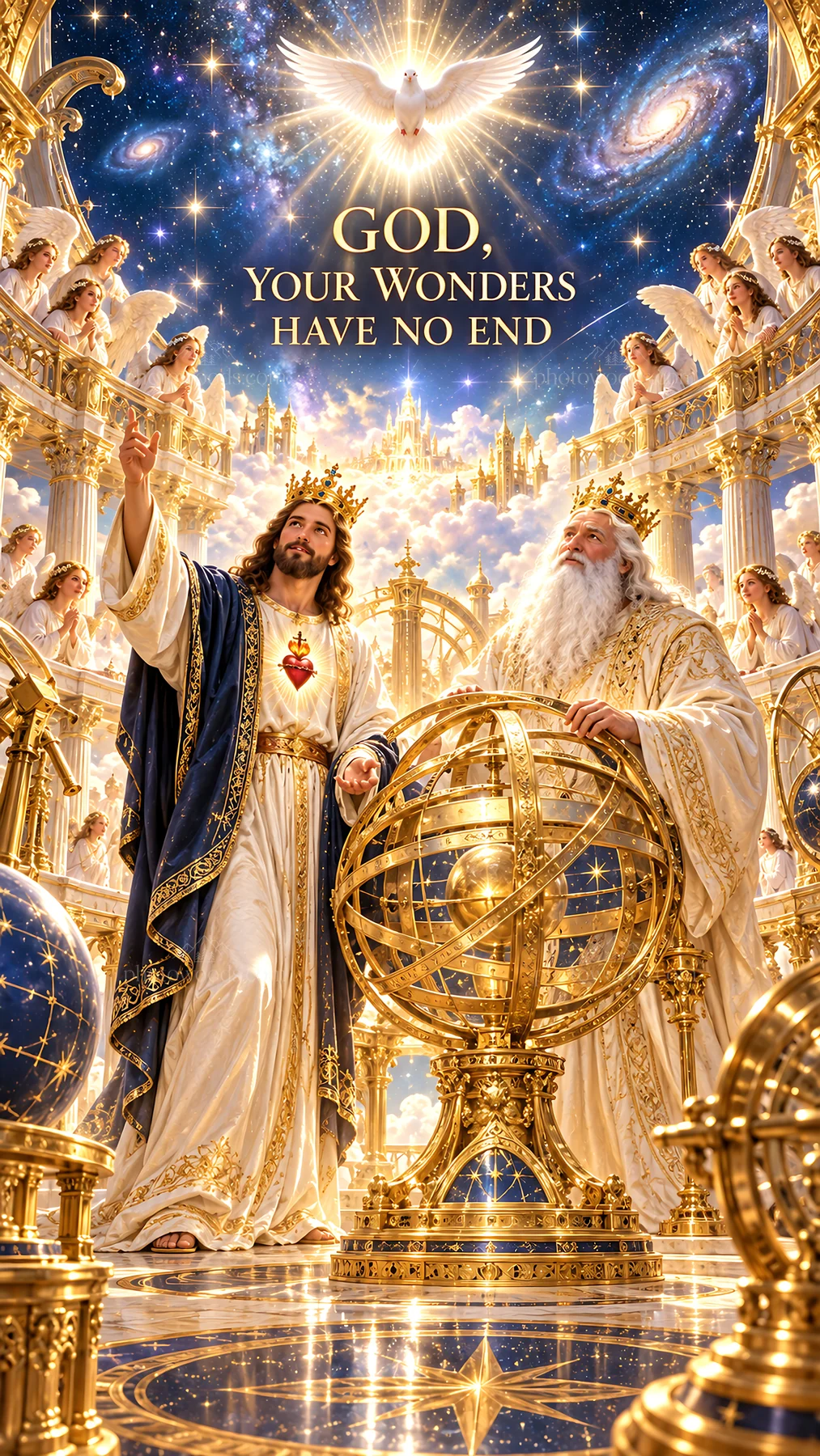 Jesus Christ in a heavenly celebration with God the Father - AI-generated stock image