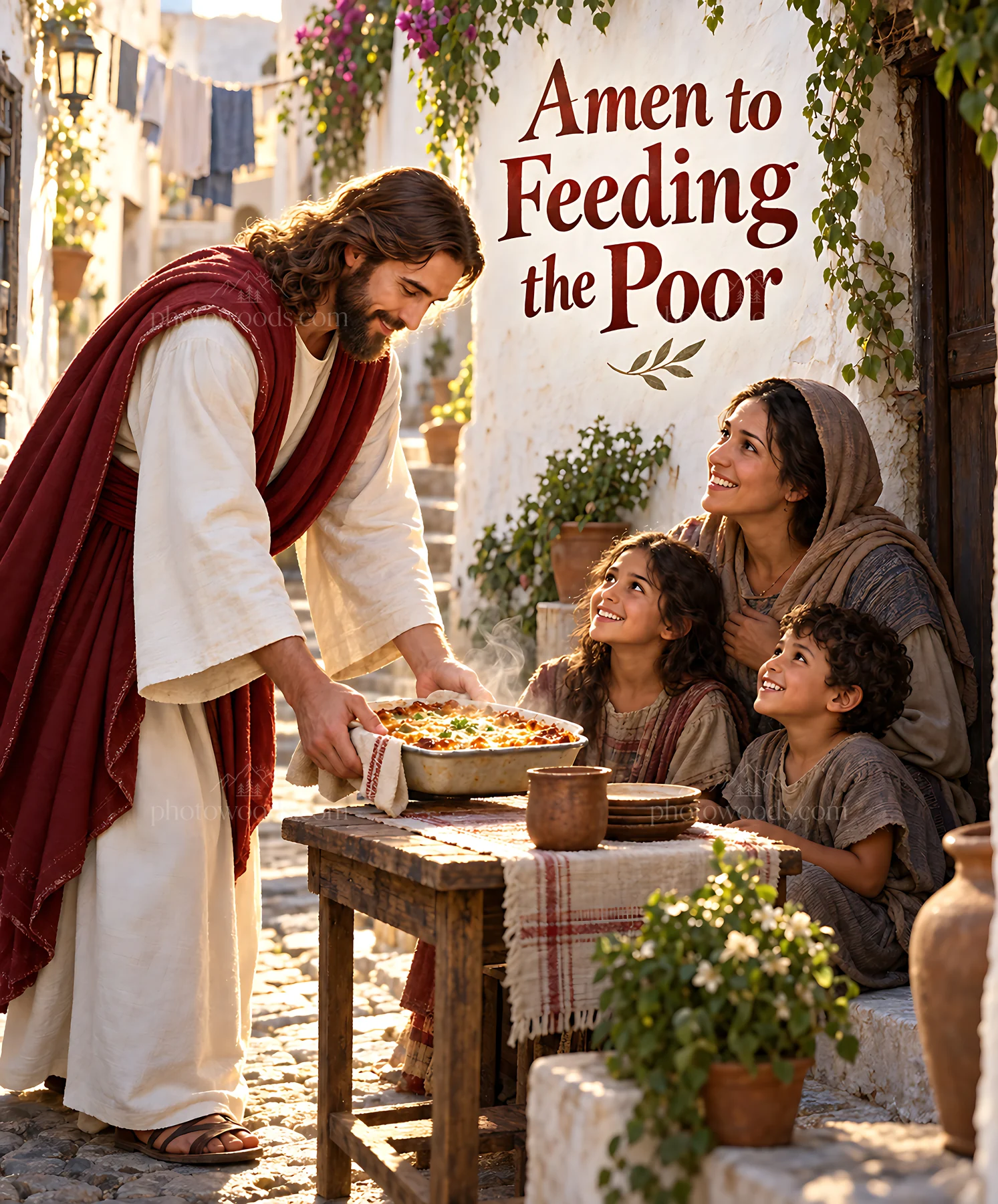Dinner in the narrow alley - AI-generated stock image