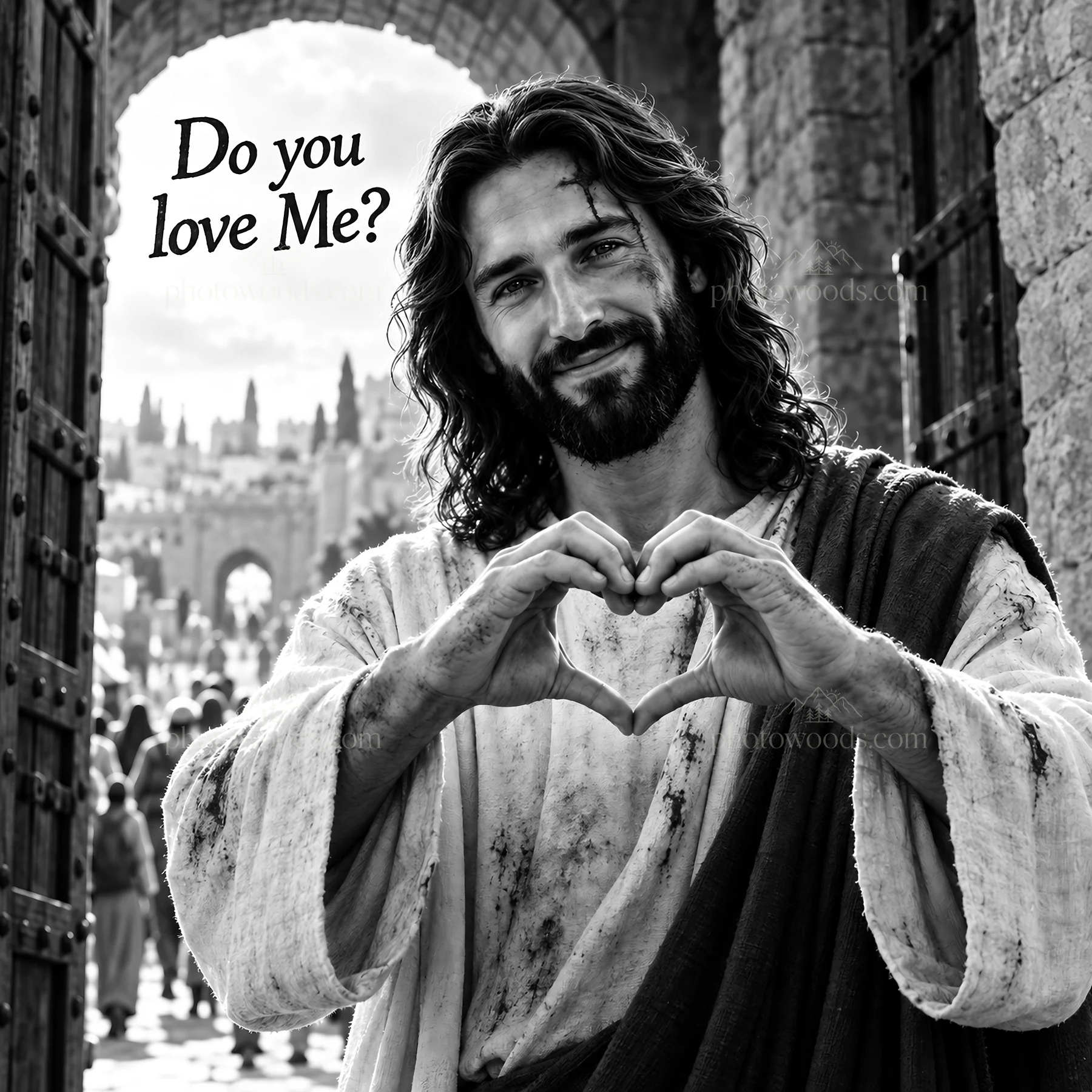 Jesus Christ asking if viewers love Him - AI-generated stock image