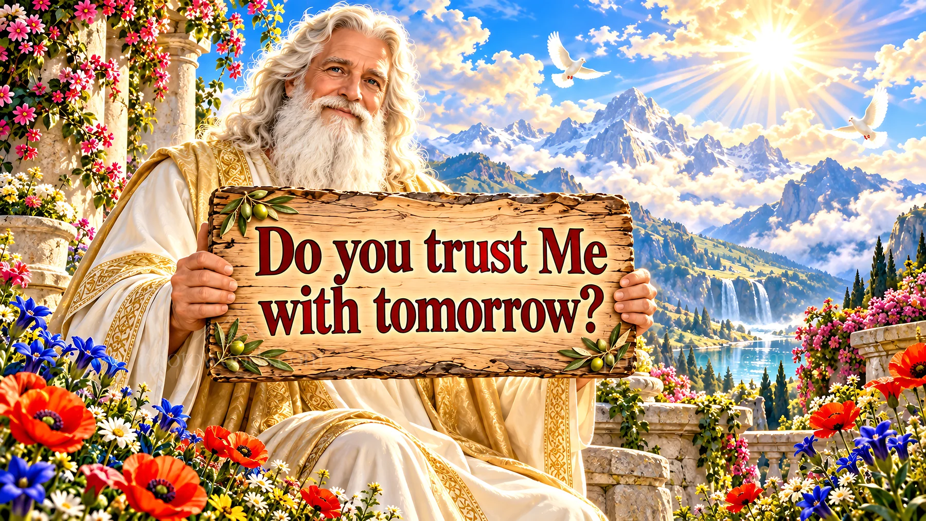 Jesus Christ asking, Do you trust Me with tomorrow? - AI-generated stock image