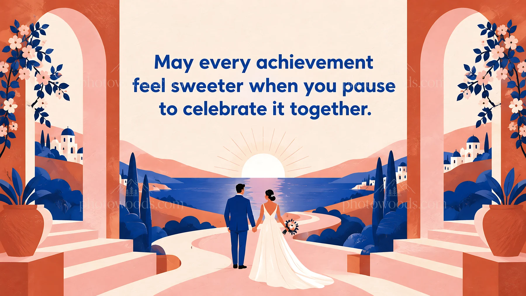 Wedding Greeting with a Couple by the Sea - AI-generated stock image