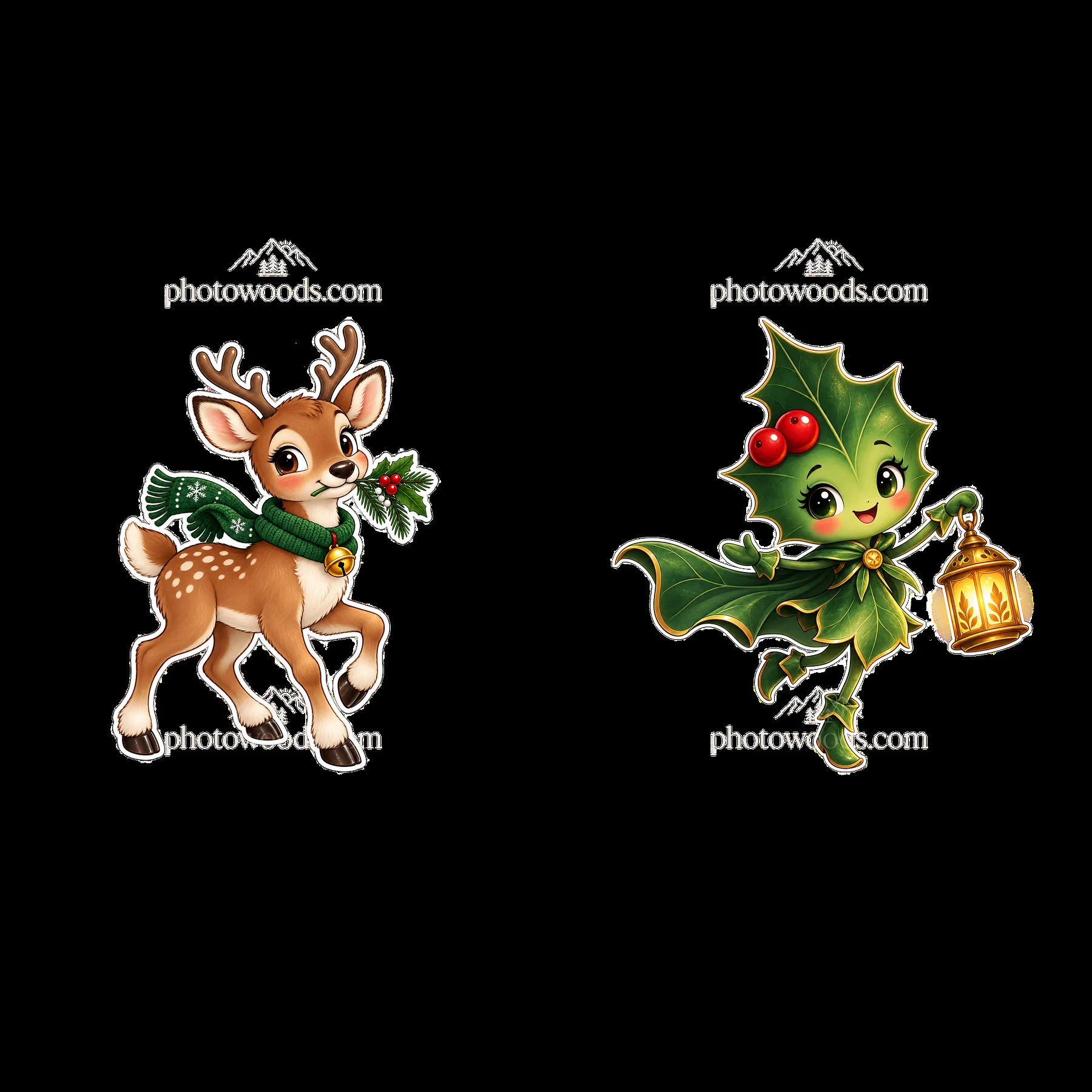 Two isolated cartoon figure stickers - AI-generated stock image