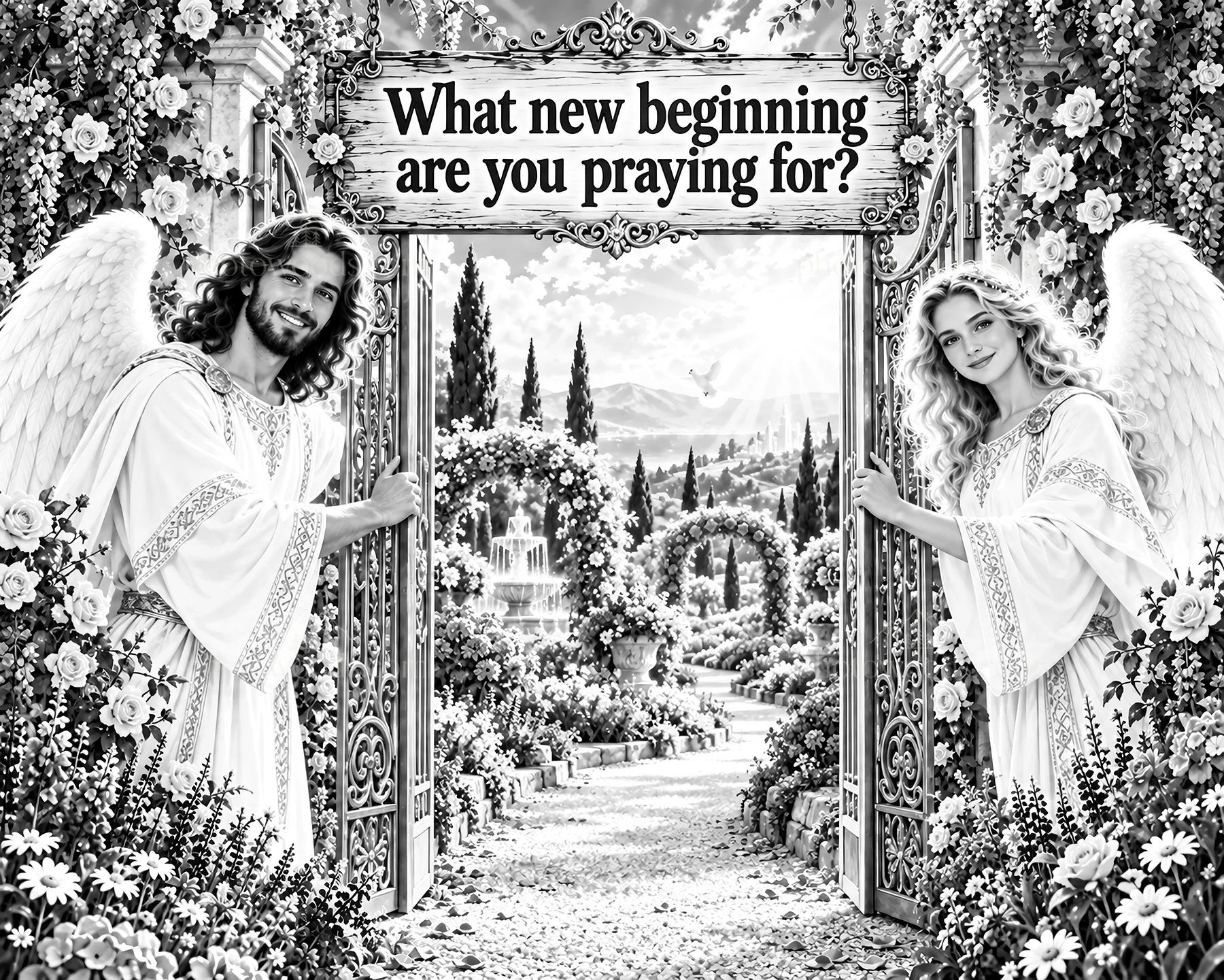 Jesus Christ opens the gate to new beginnings - AI-generated stock image