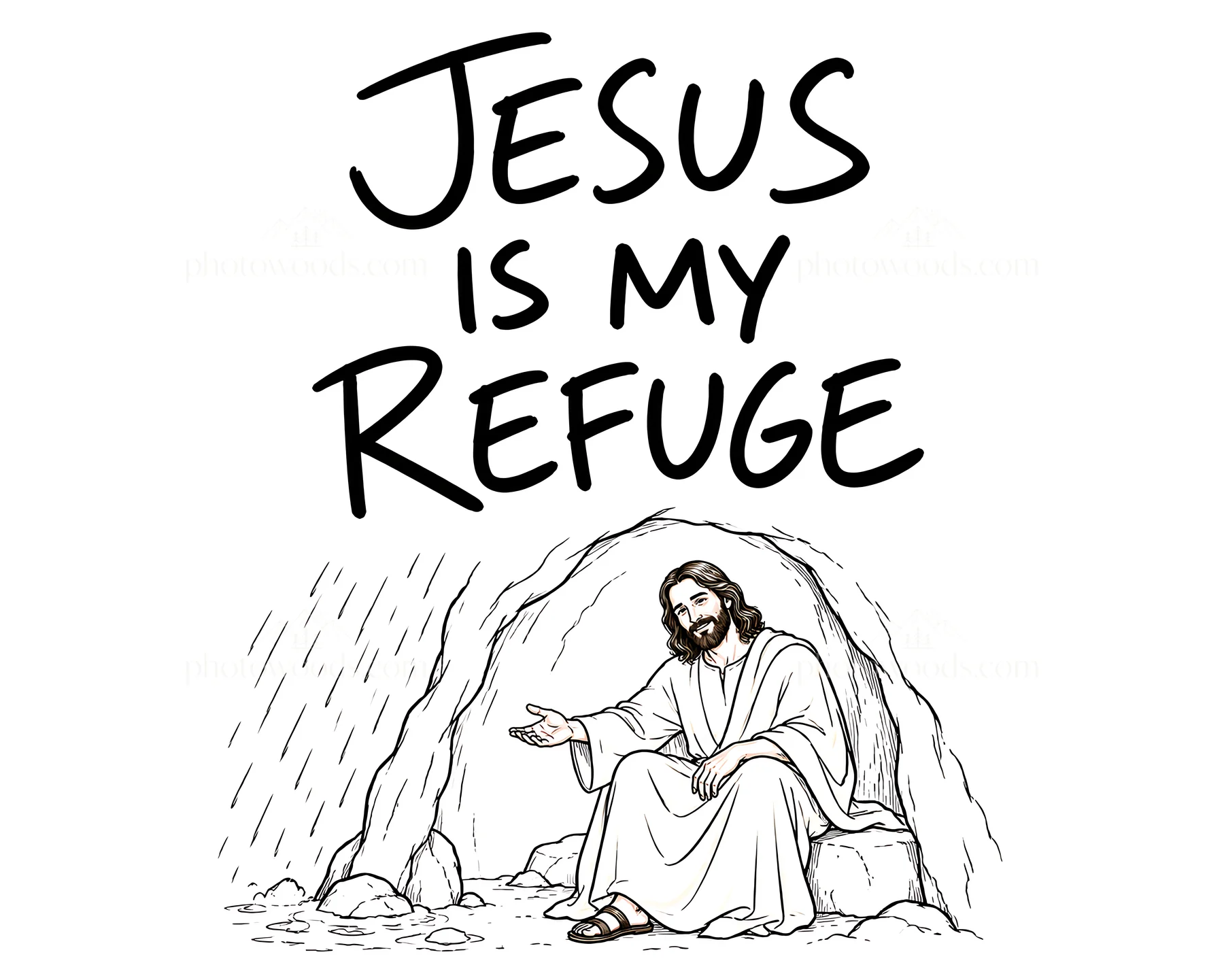 Jesus Christ is my refuge in a comforting scene - AI-generated stock image