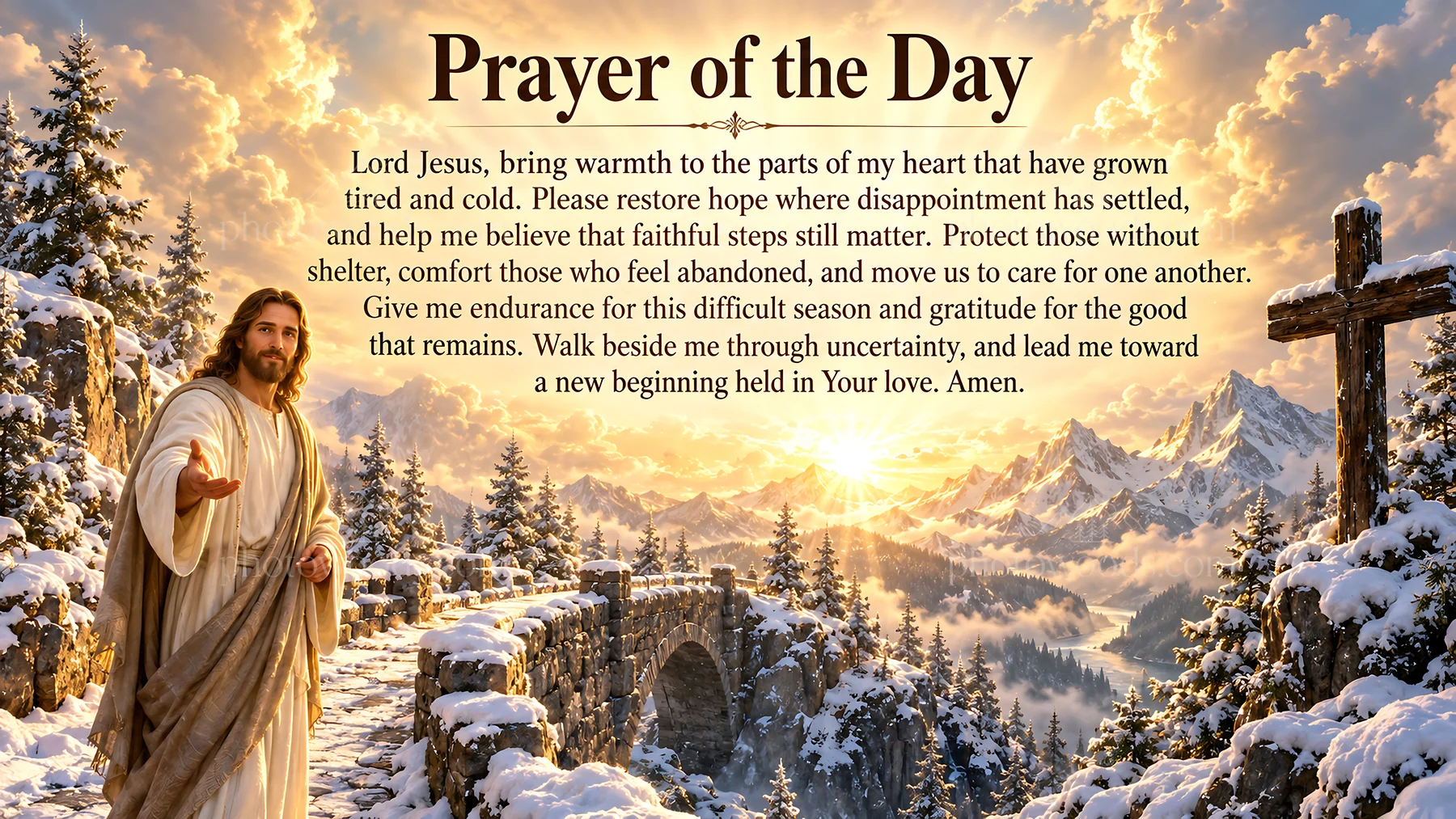 Jesus Christ bringing warmth and love to those in need - AI-generated stock image