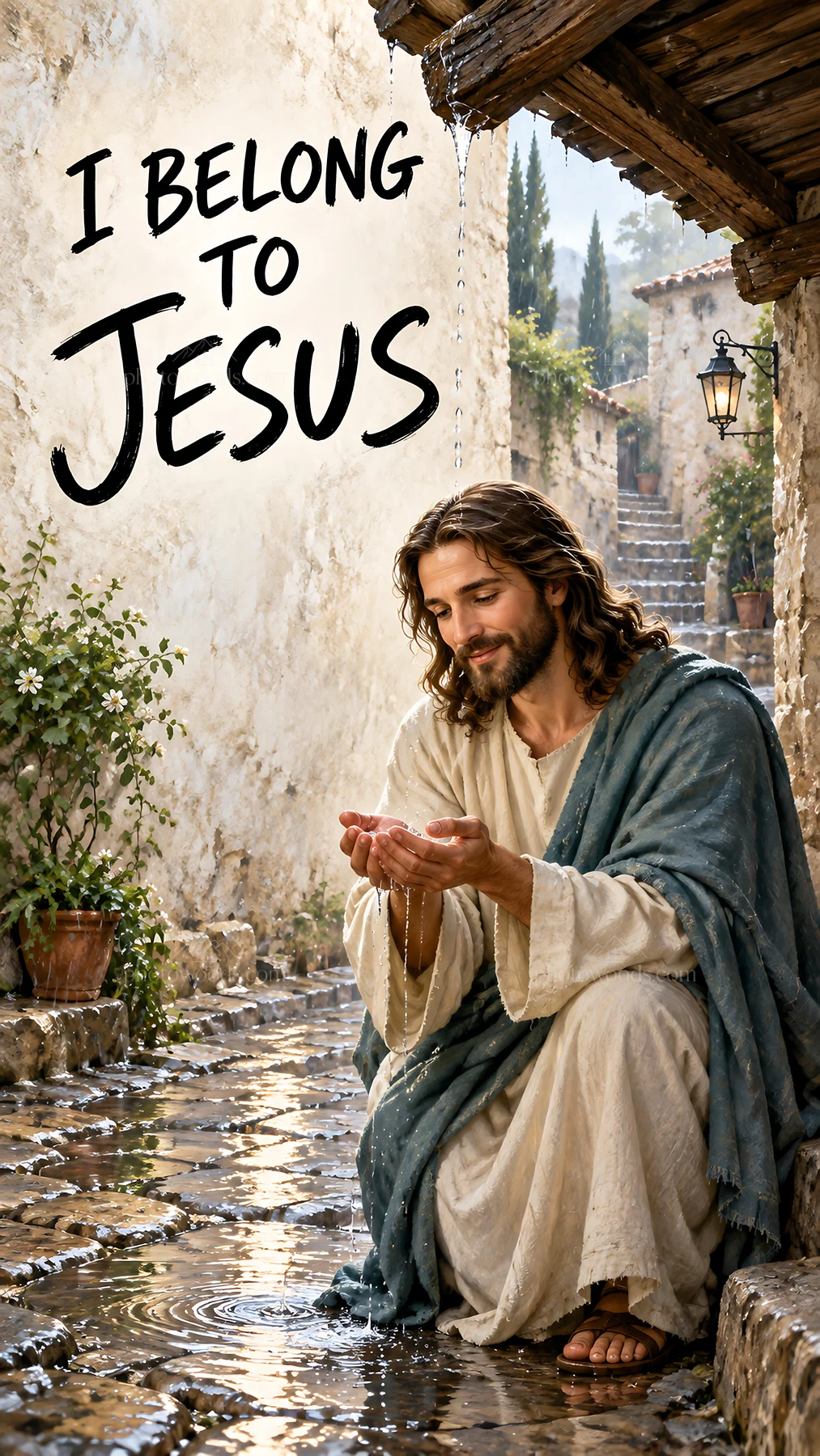 Jesus Christ sharing love and grace in a peaceful setting - AI-generated stock image