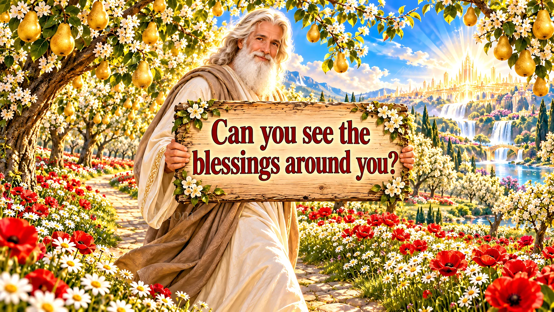 Jesus Christ sharing a message of blessings in a garden - AI-generated stock image