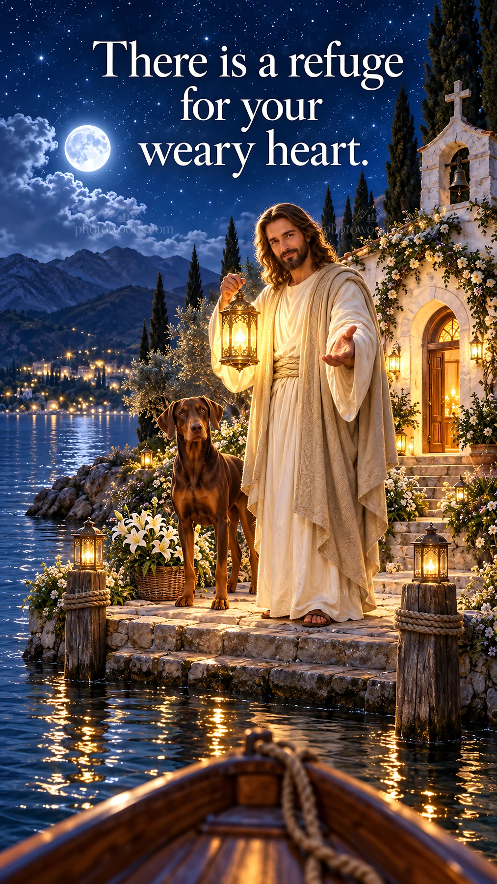 Jesus Christ offers comfort to the weary heart - AI-generated stock image