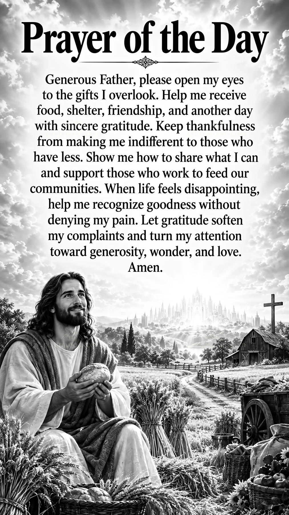 Jesus Christ teaching gratitude and compassion in a community setting - AI-generated stock image