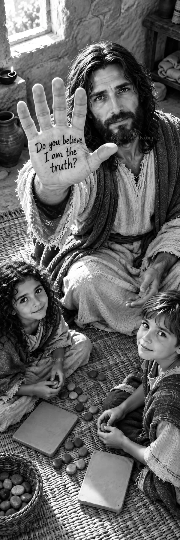 Jesus Christ teaching children about truth - AI-generated stock image