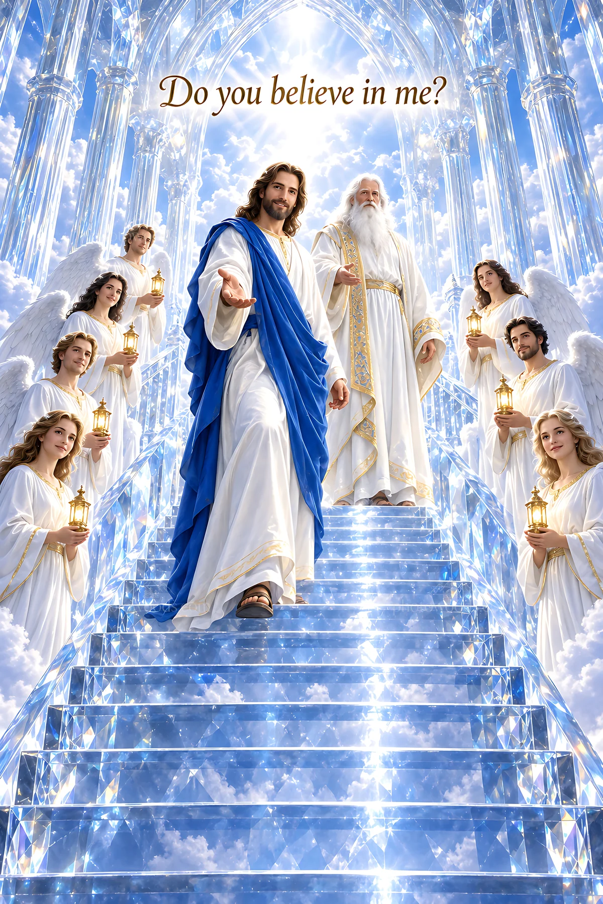 Belief and faith represented in a spiritual scene - AI-generated stock image