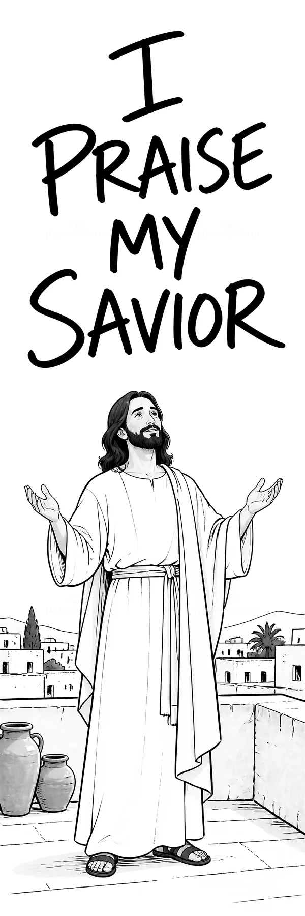 Jesus Christ raising hands in praise - AI-generated stock image
