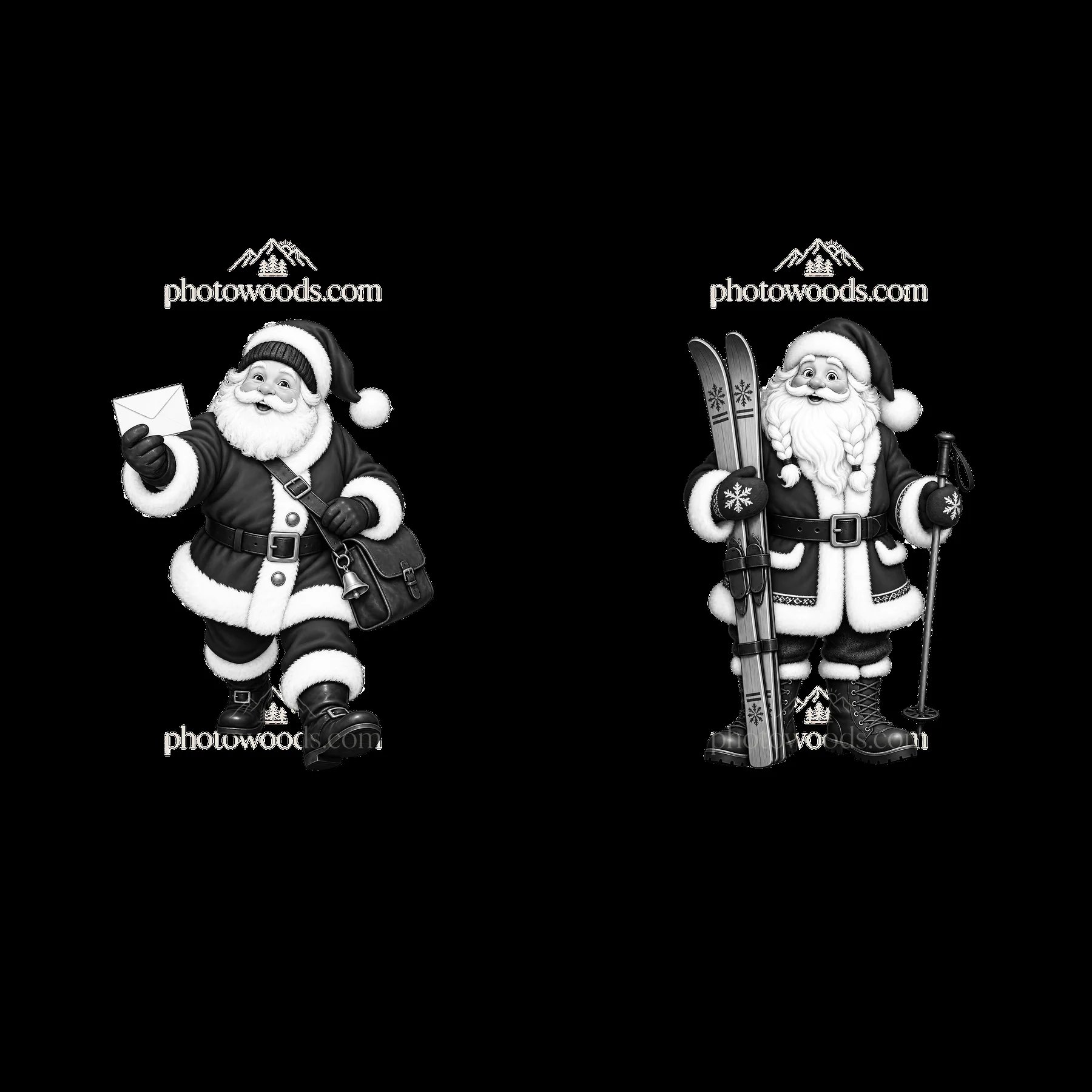 Monochrome two isolated cartoon figure stickers - AI-generated stock image