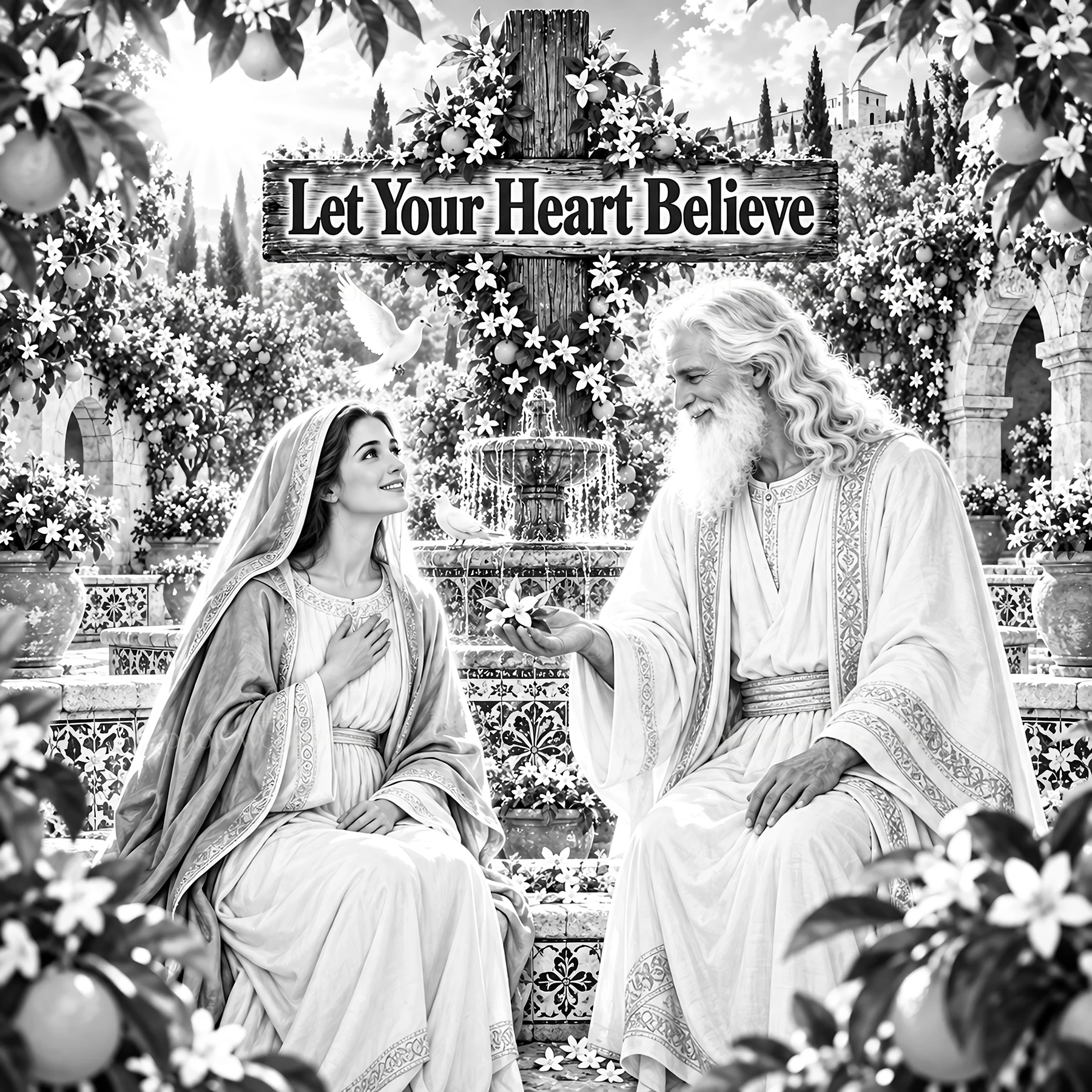 Jesus Christ sharing a message of faith and hope - AI-generated stock image
