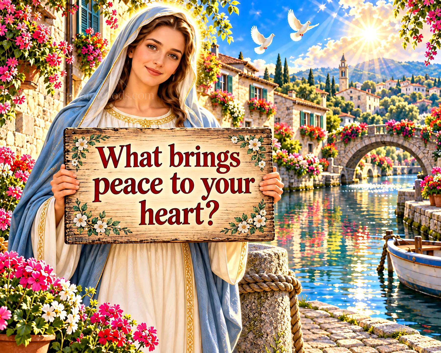 Jesus Christ asking what brings peace to your heart - AI-generated stock image
