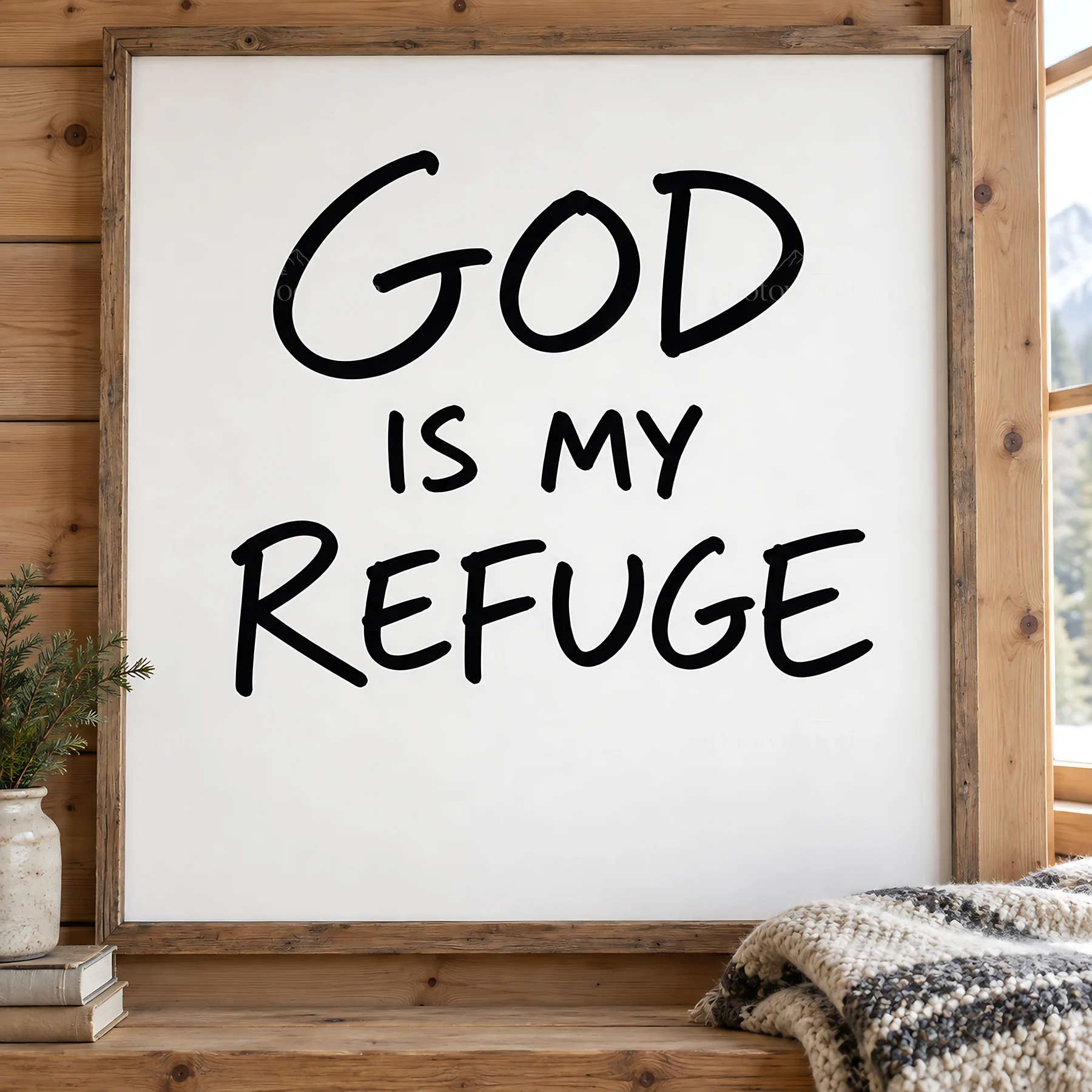 Jesus Christ as my refuge in a cozy setting - AI-generated stock image