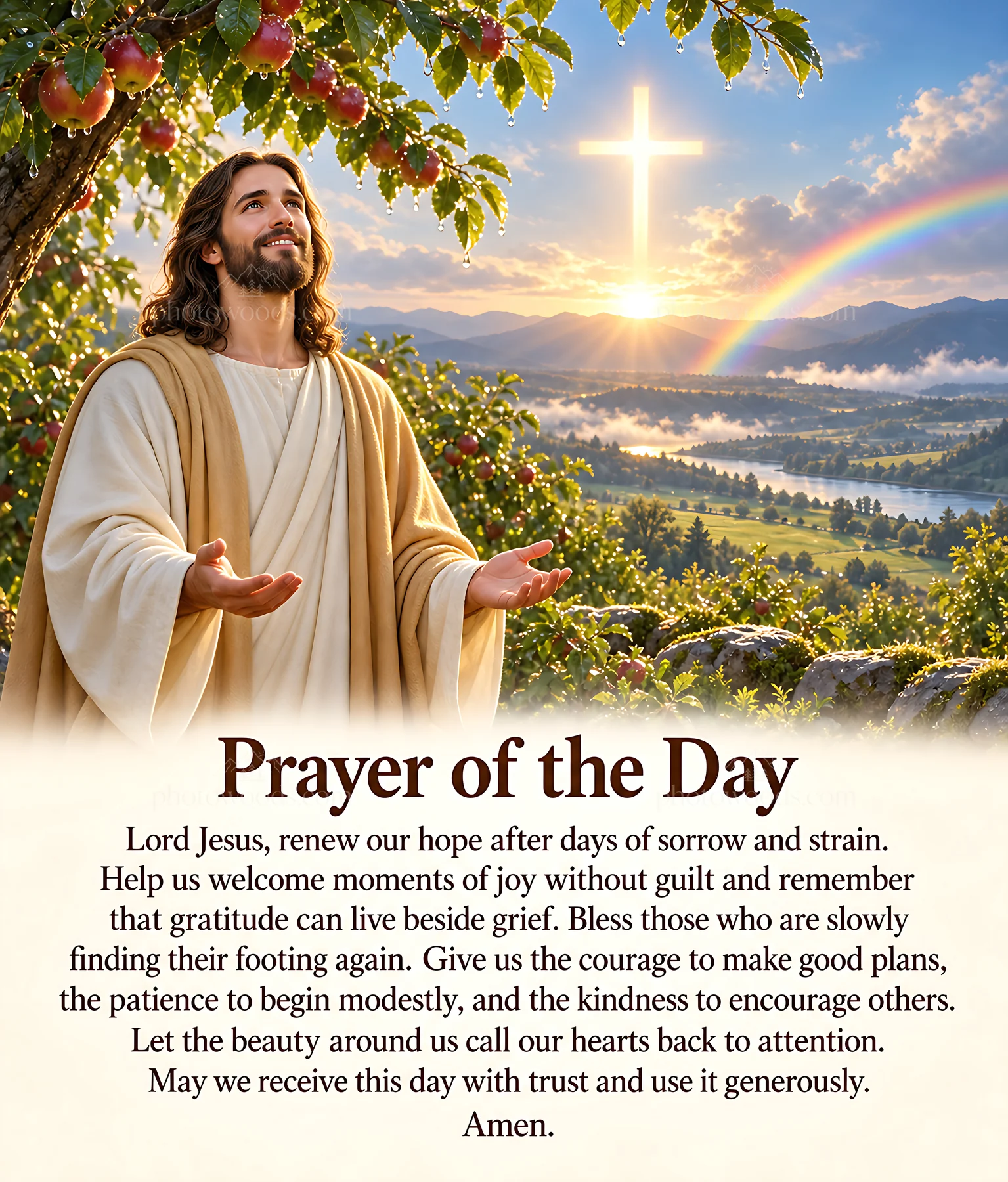 Prayer for hope and kindness in nature - AI-generated stock image