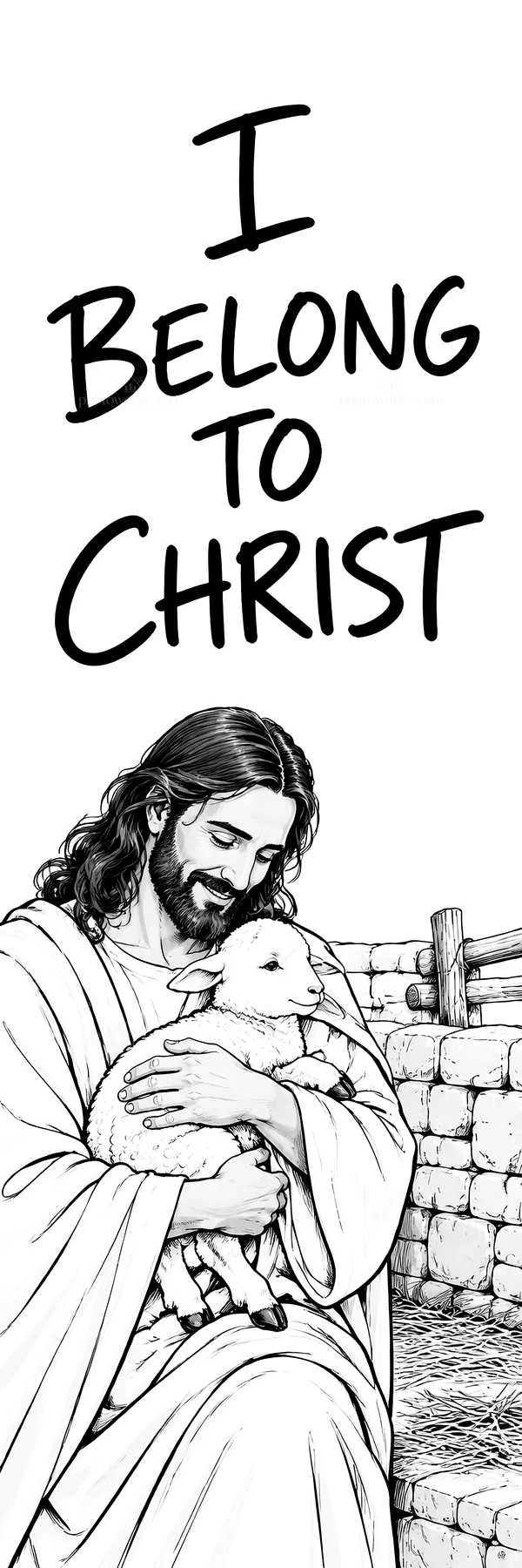 Jesus Christ holding a sheep and expressing love - AI-generated stock image