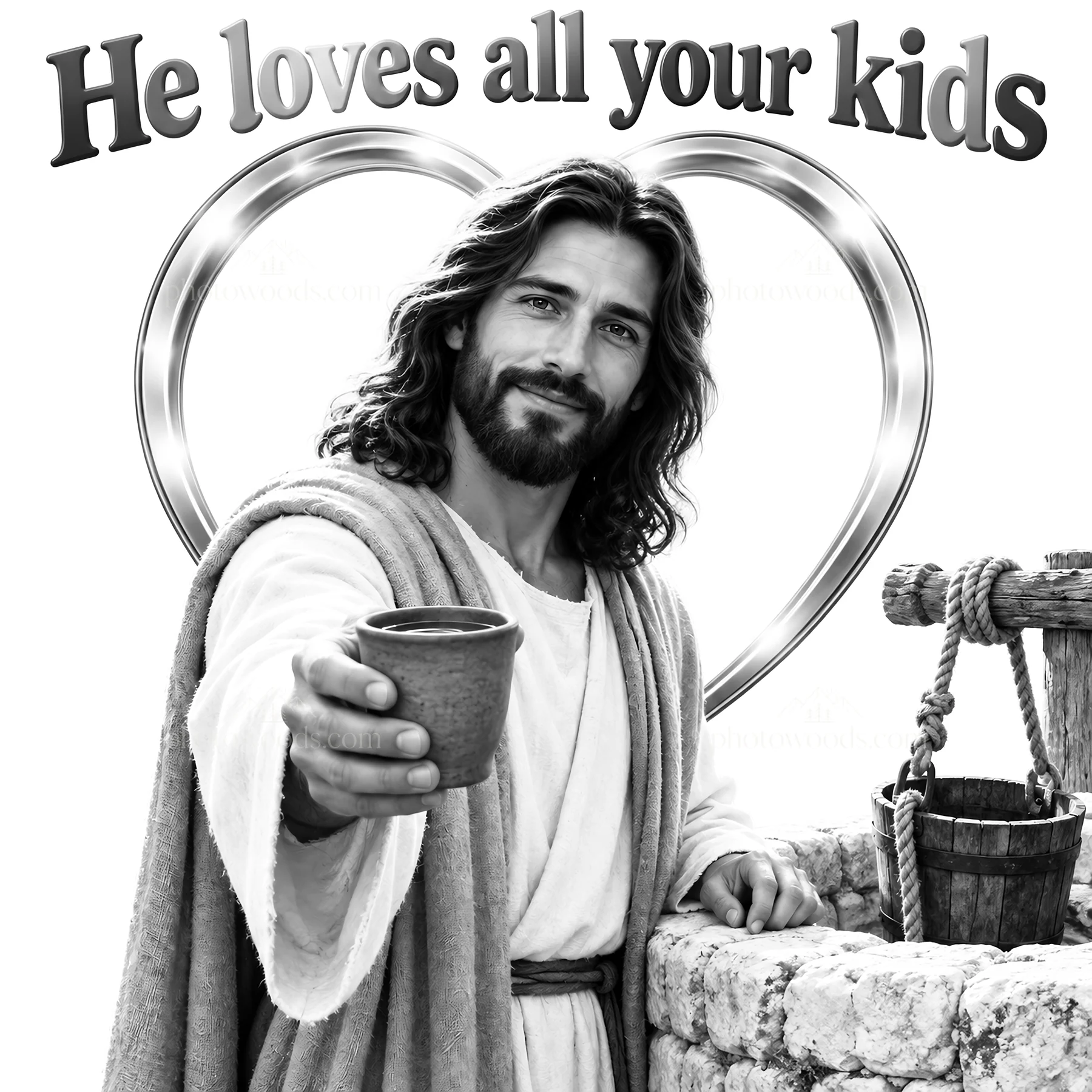 Jesus Christ shares a message of love and kindness - AI-generated stock image