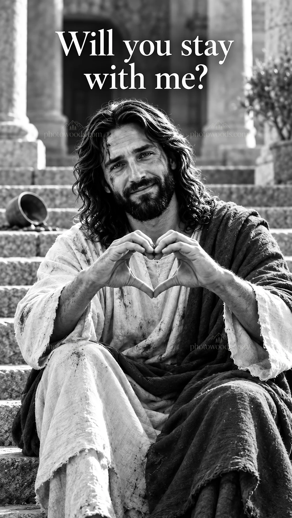 Jesus Christ inviting others to stay with him - AI-generated stock image