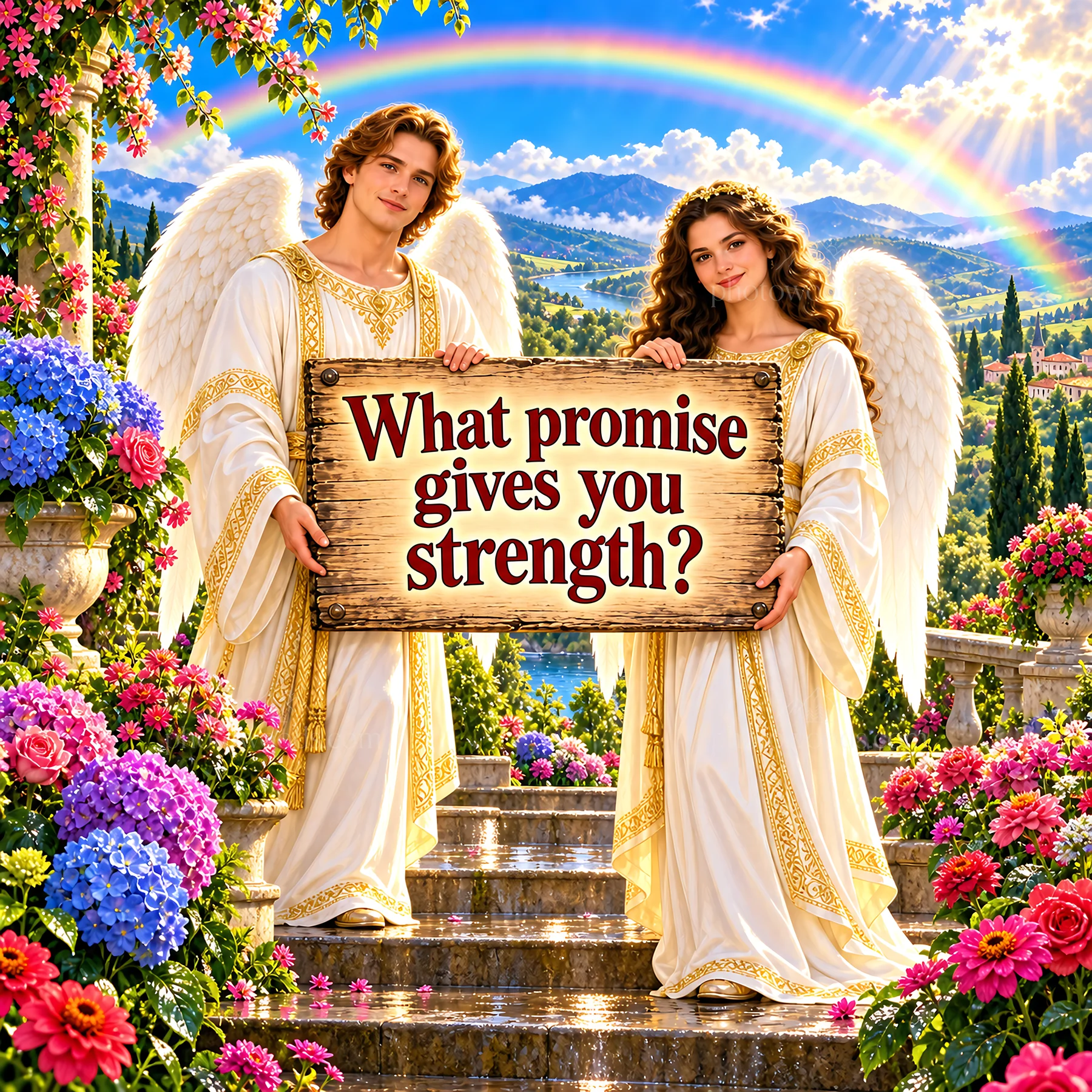 Jesus Christ offers strength through divine promises - AI-generated stock image