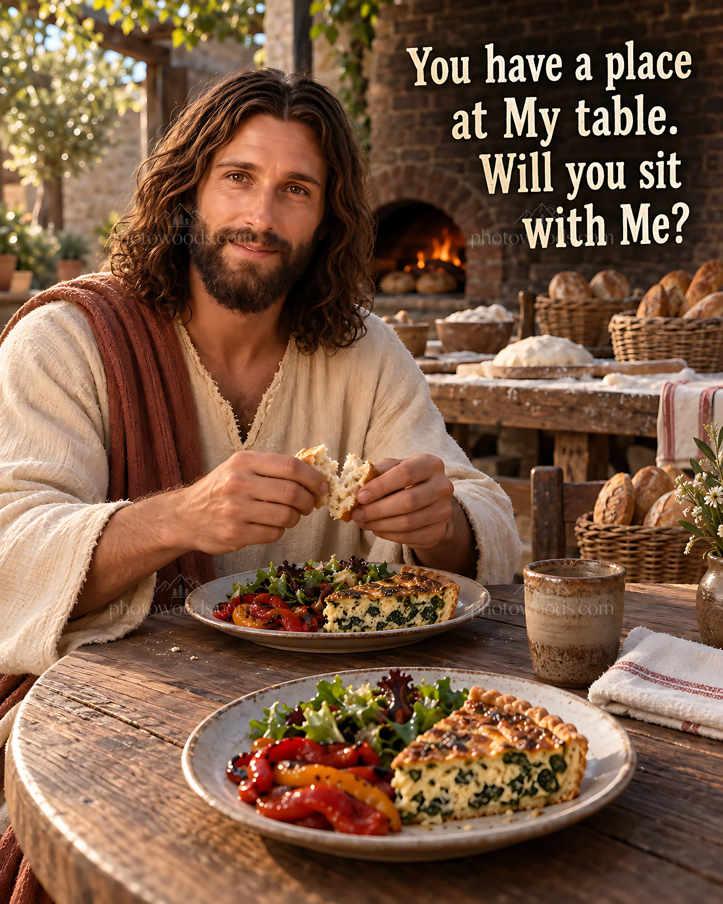 You have a place at my table, will you sit with me? - AI-generated stock image