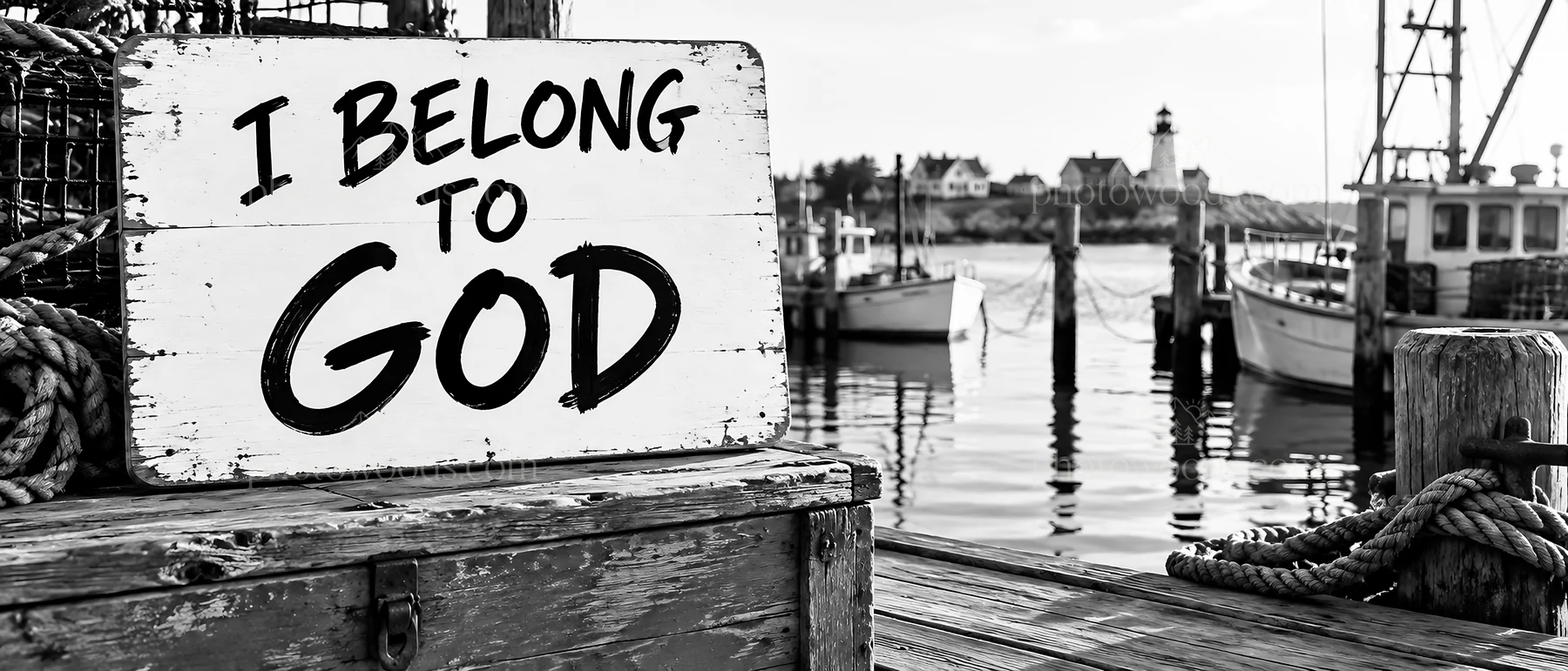 Jesus Christ message of belonging at the harbor - AI-generated stock image