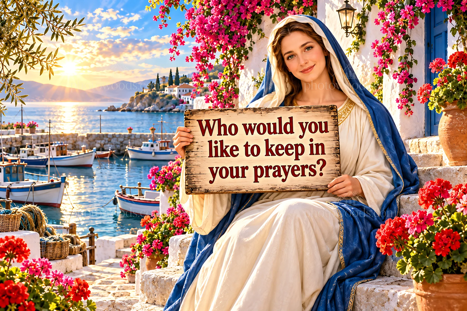 Jesus Christ asks, who would you like to keep in your prayers? - AI-generated stock image