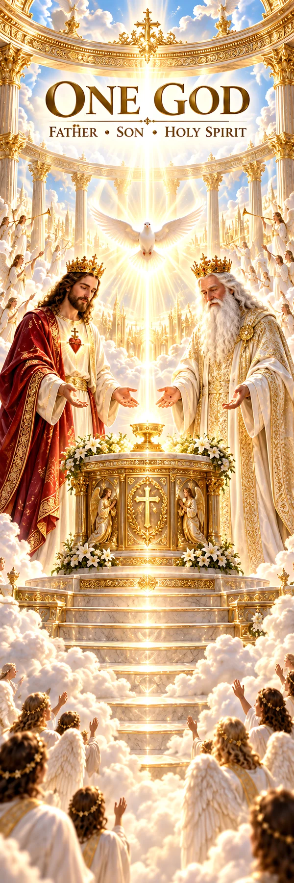 Jesus Christ and God the Father in a heavenly scene - AI-generated stock image