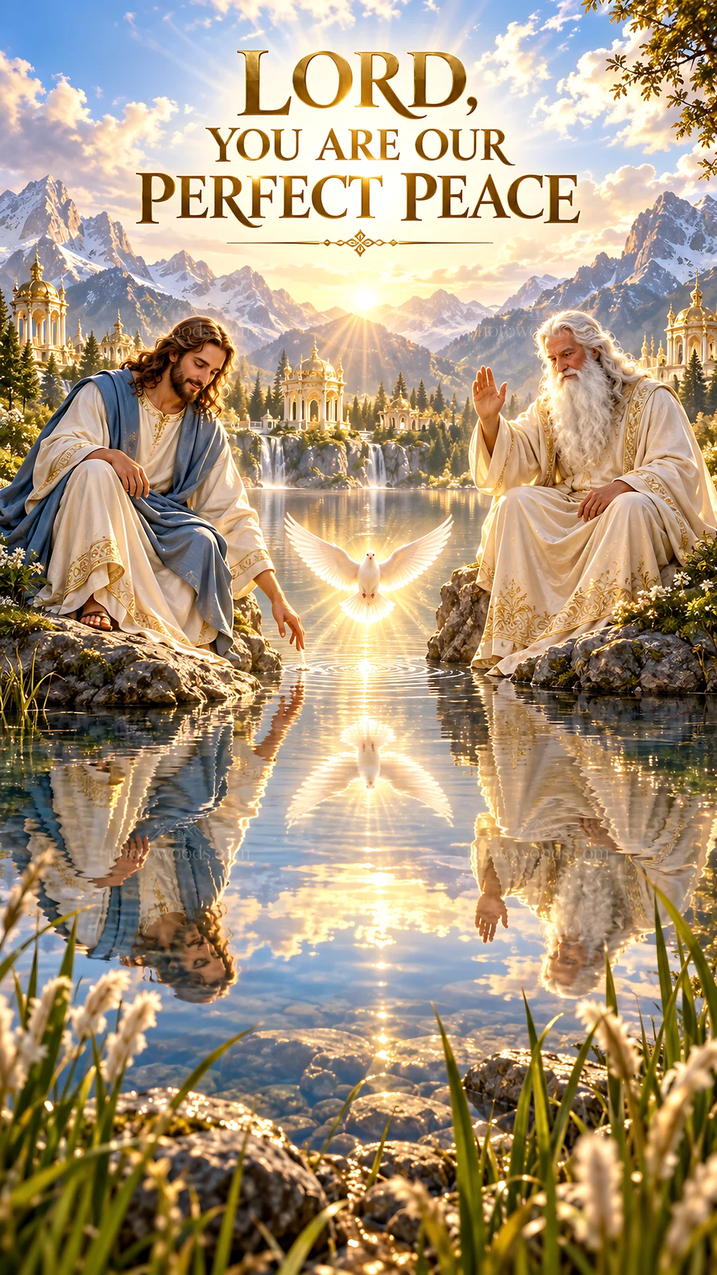 Jesus Christ sharing a moment of peace and reflection with God - AI-generated stock image