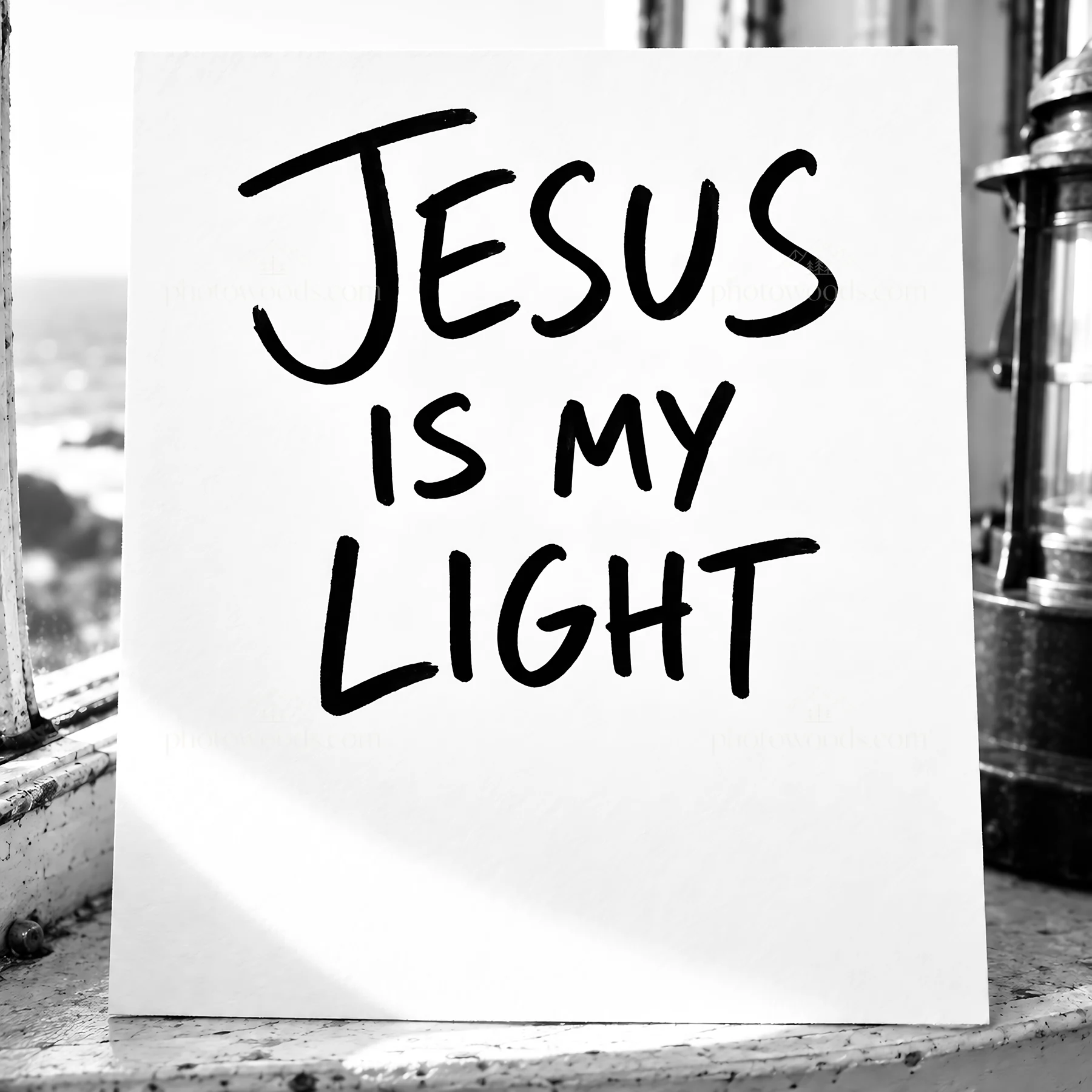 Jesus Christ is my light in a bright and welcoming space - AI-generated stock image