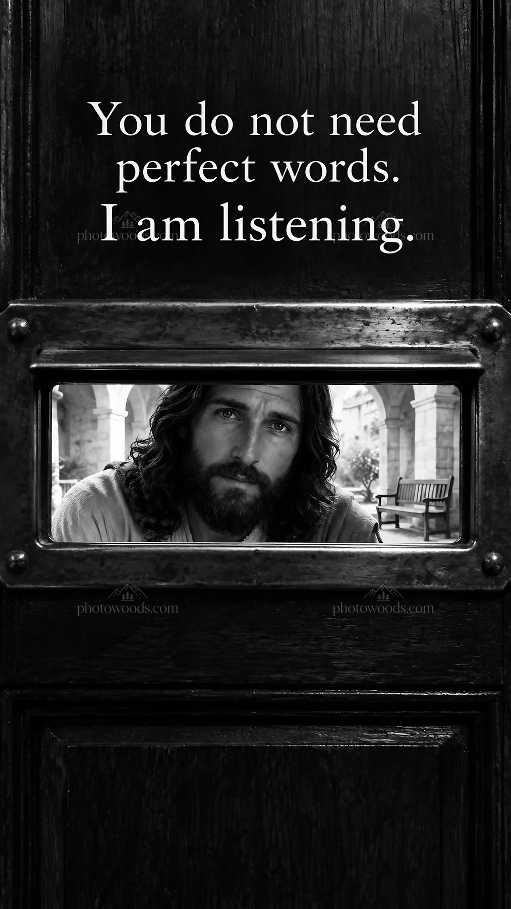 Jesus Christ listening and comforting the viewer - AI-generated stock image