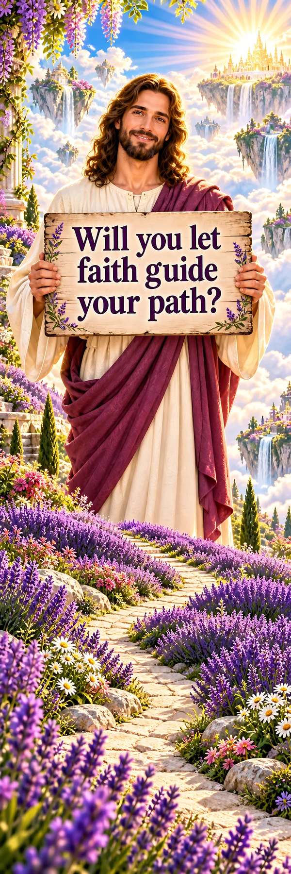Jesus Christ inviting followers to let faith guide their path - AI-generated stock image