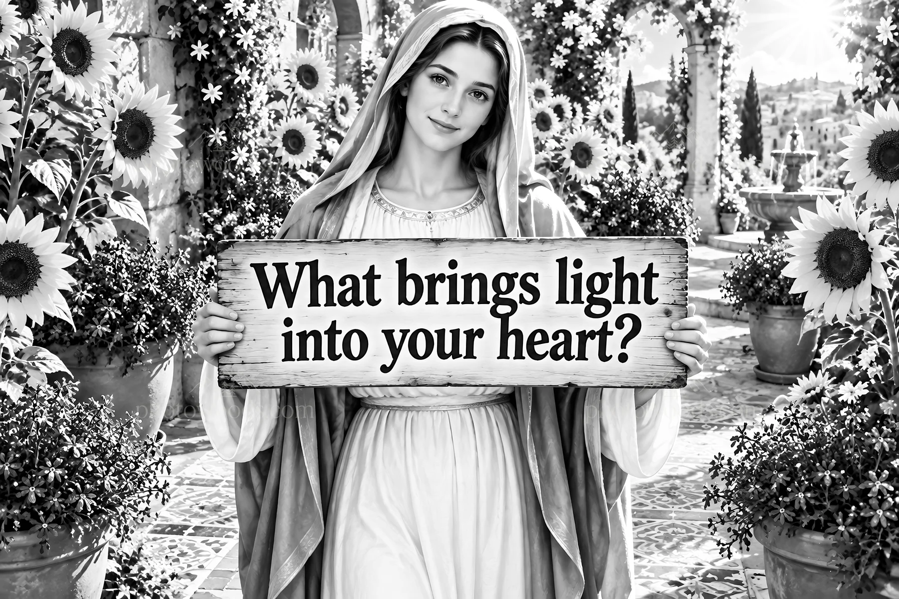 Jesus Christ asks what brings light into your heart - AI-generated stock image