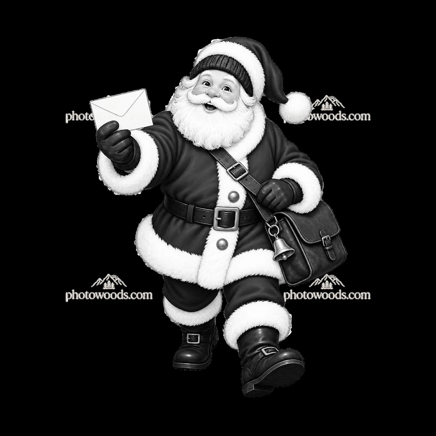 Noir Santa Claus Letter Sticker - AI-generated stock image