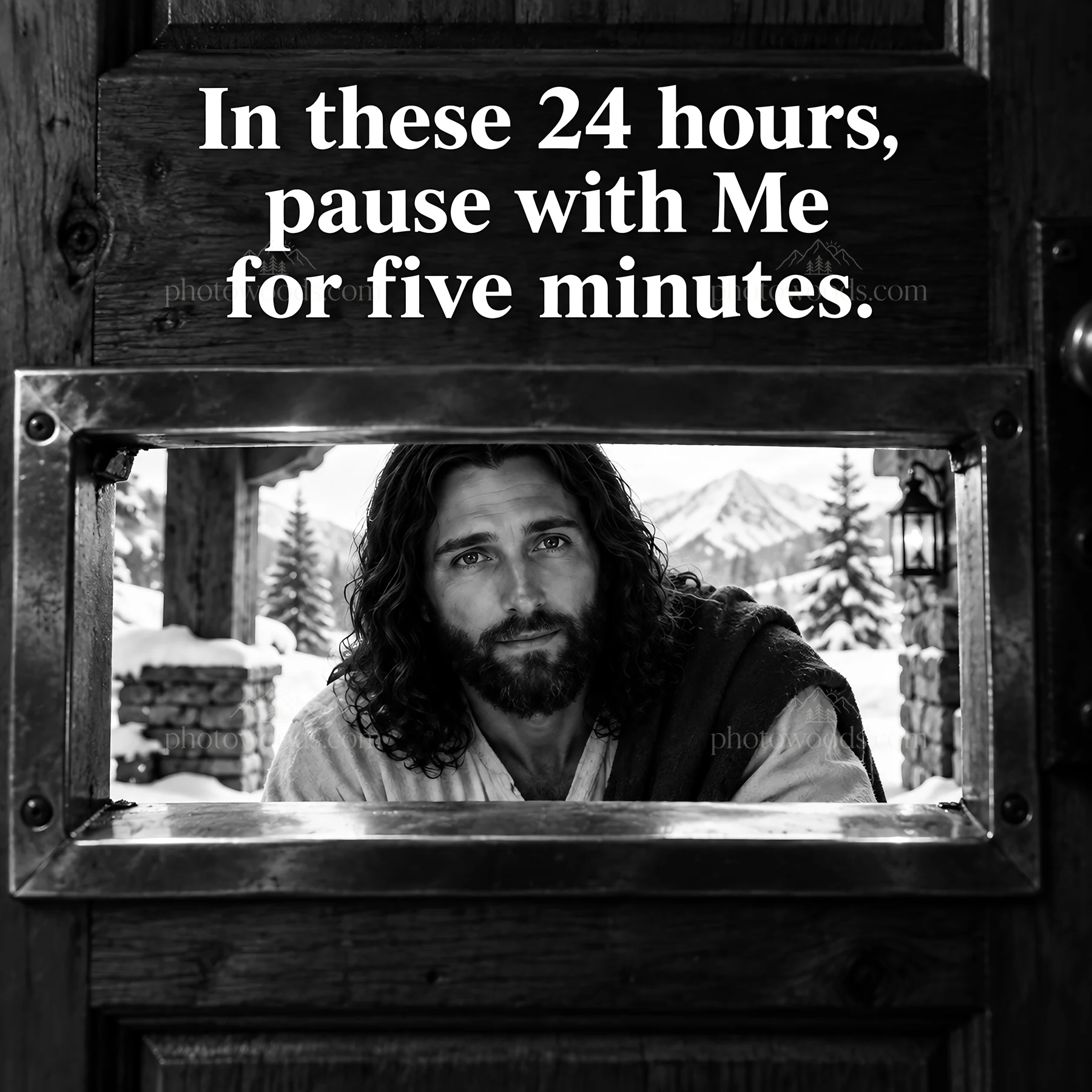 Jesus Christ invites reflection in a contemporary setting - AI-generated stock image