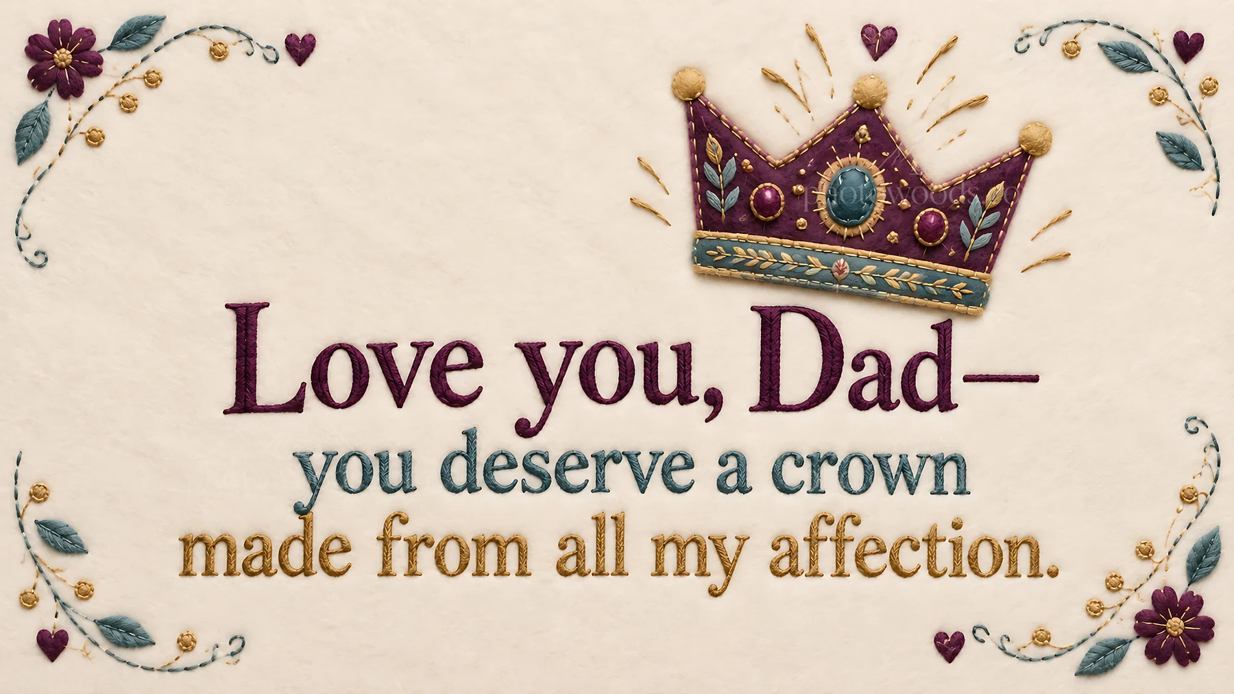 Embroidered Love You Dad Greeting - AI-generated stock image