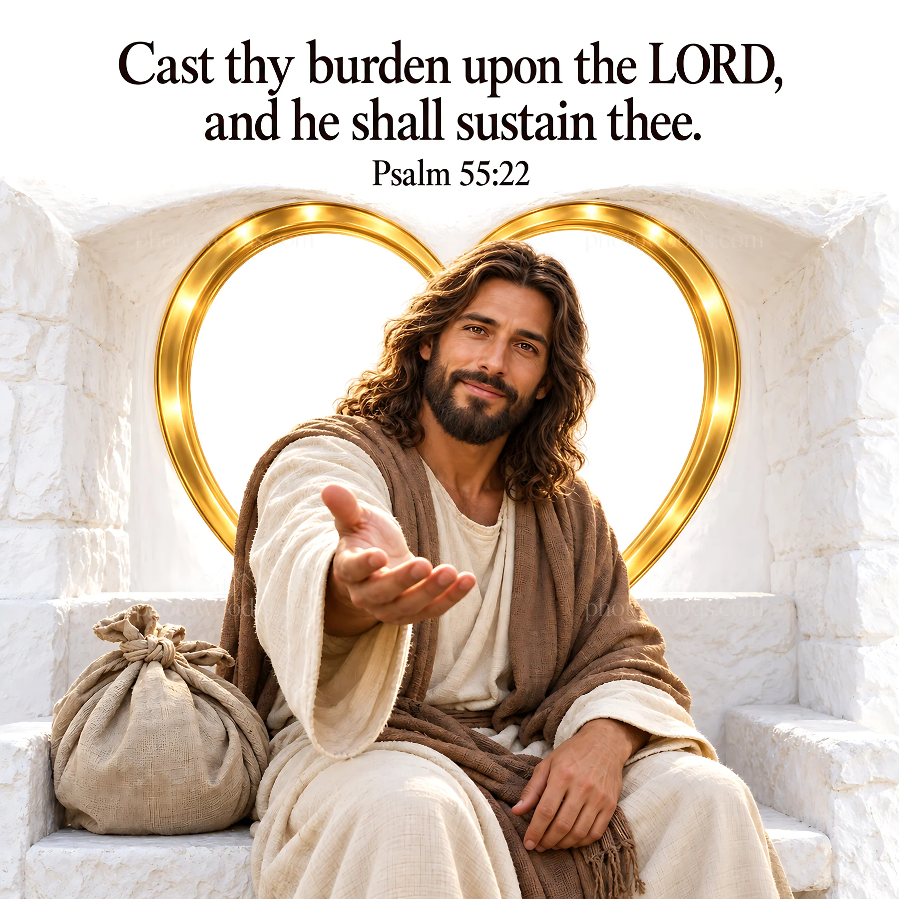 Jesus Christ offers comfort and support to the viewer - AI-generated stock image