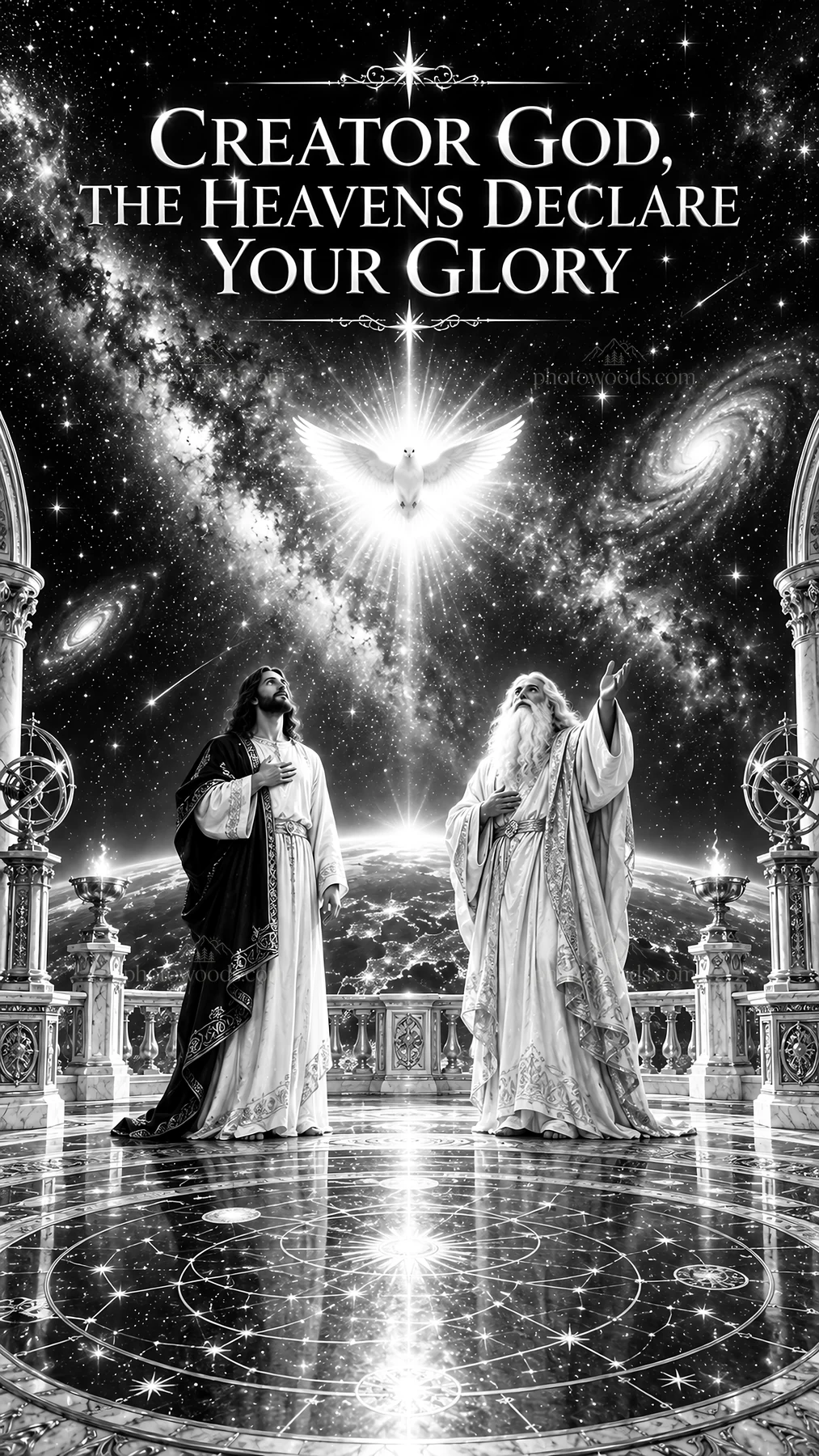 Jesus Christ and God the Father in a heavenly setting - AI-generated stock image
