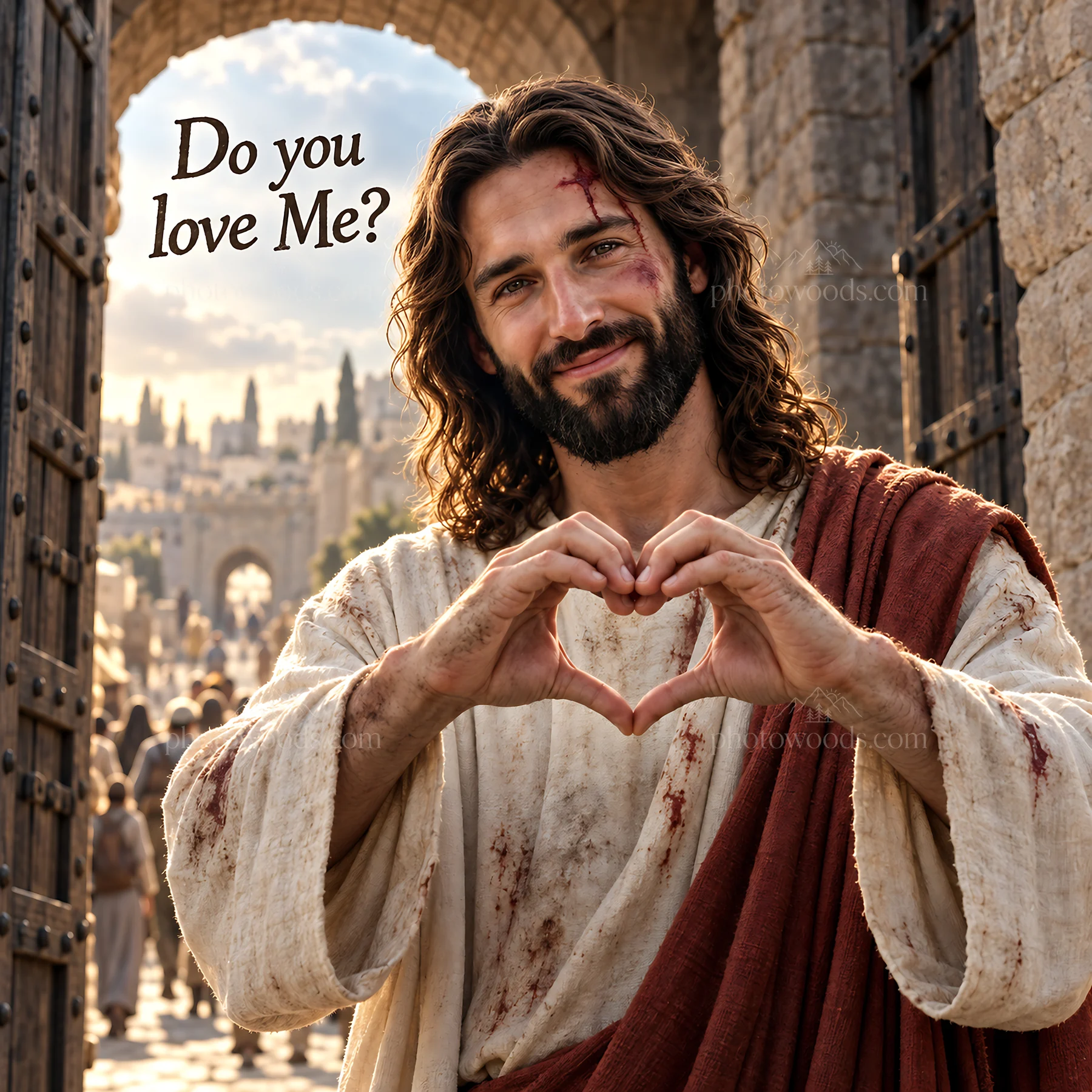 Jesus Christ asking, do you love Me? - AI-generated stock image